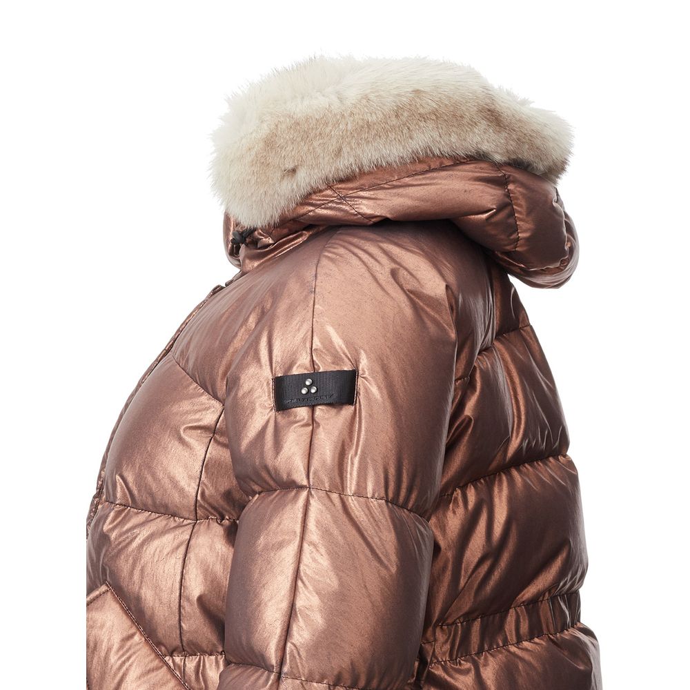 Дамско яке с косъм на качулката Women’s down jacket with fur hood Peuterey PED 3340 01181519 Bronze Side view
