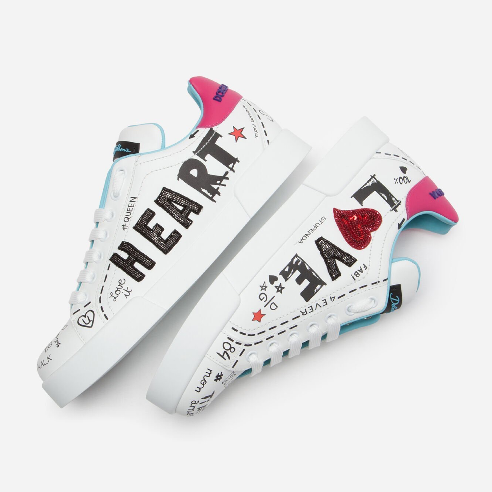 Dolce & Gabbana Portofino Graffiti Women Sneakers Lateral View