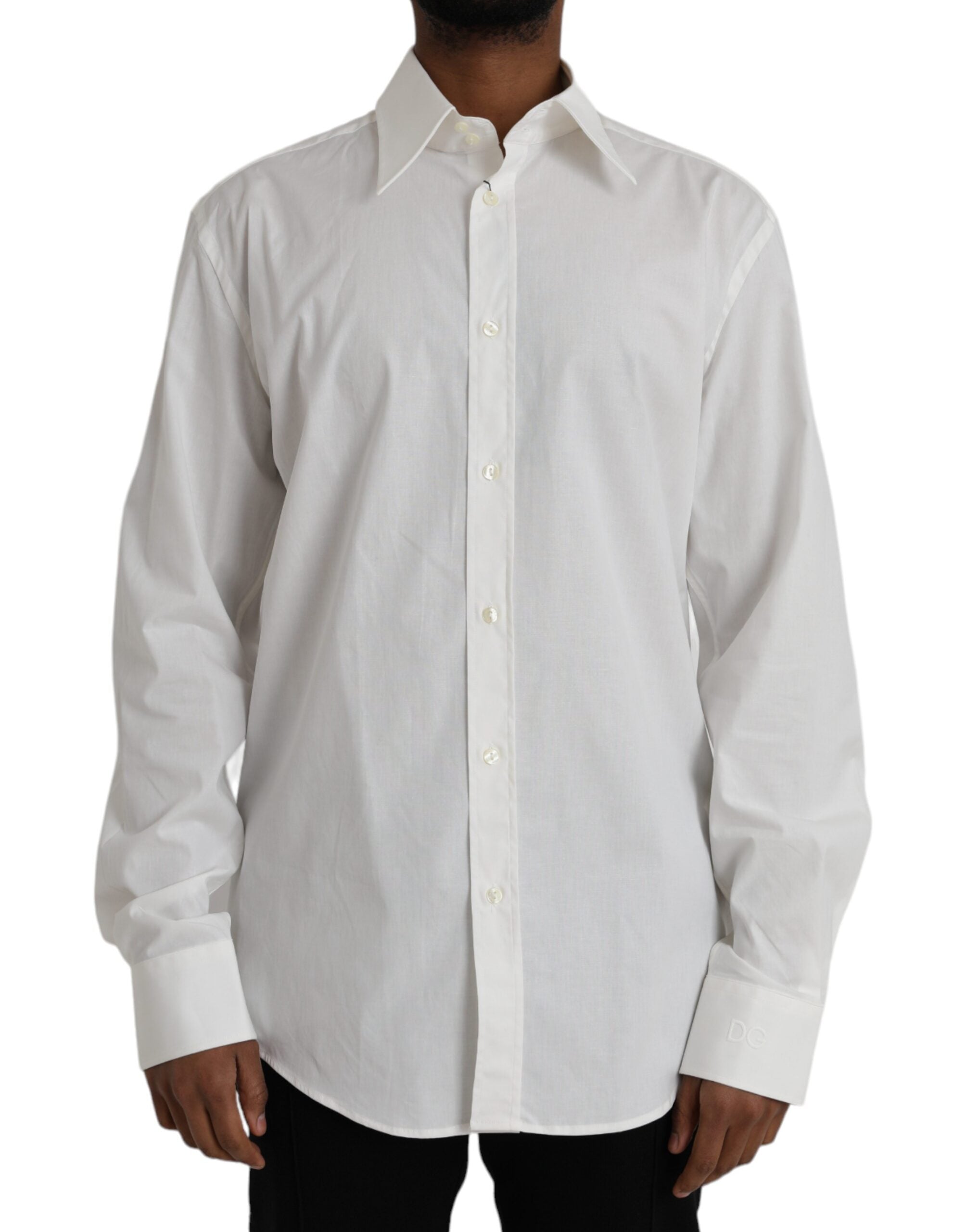 Dolce & Gabbana Бяла памучна рокля Slim Fit GOLD Shirt