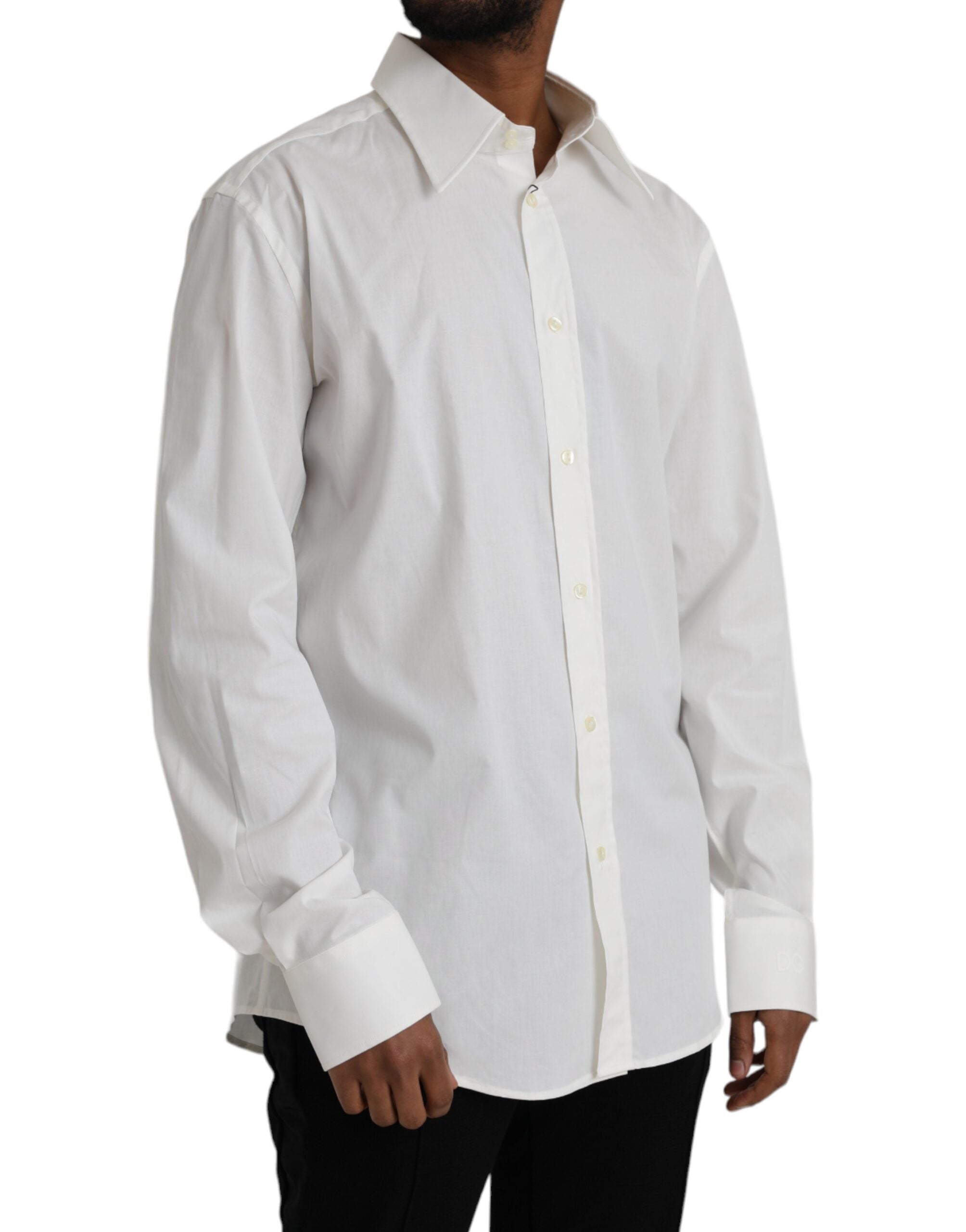 Dolce & Gabbana Бяла памучна рокля Slim Fit GOLD Shirt