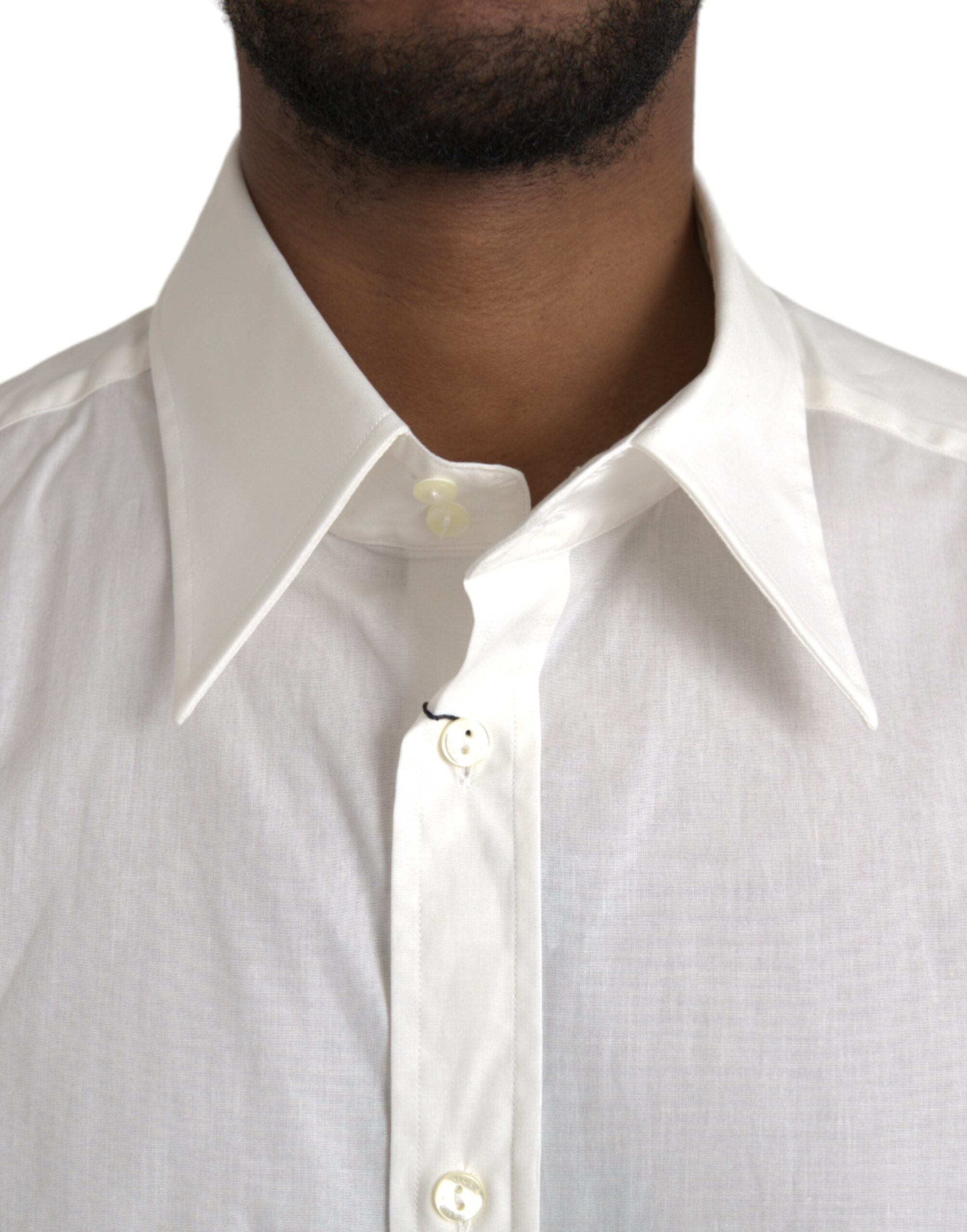 Dolce & Gabbana Бяла памучна рокля Slim Fit GOLD Shirt