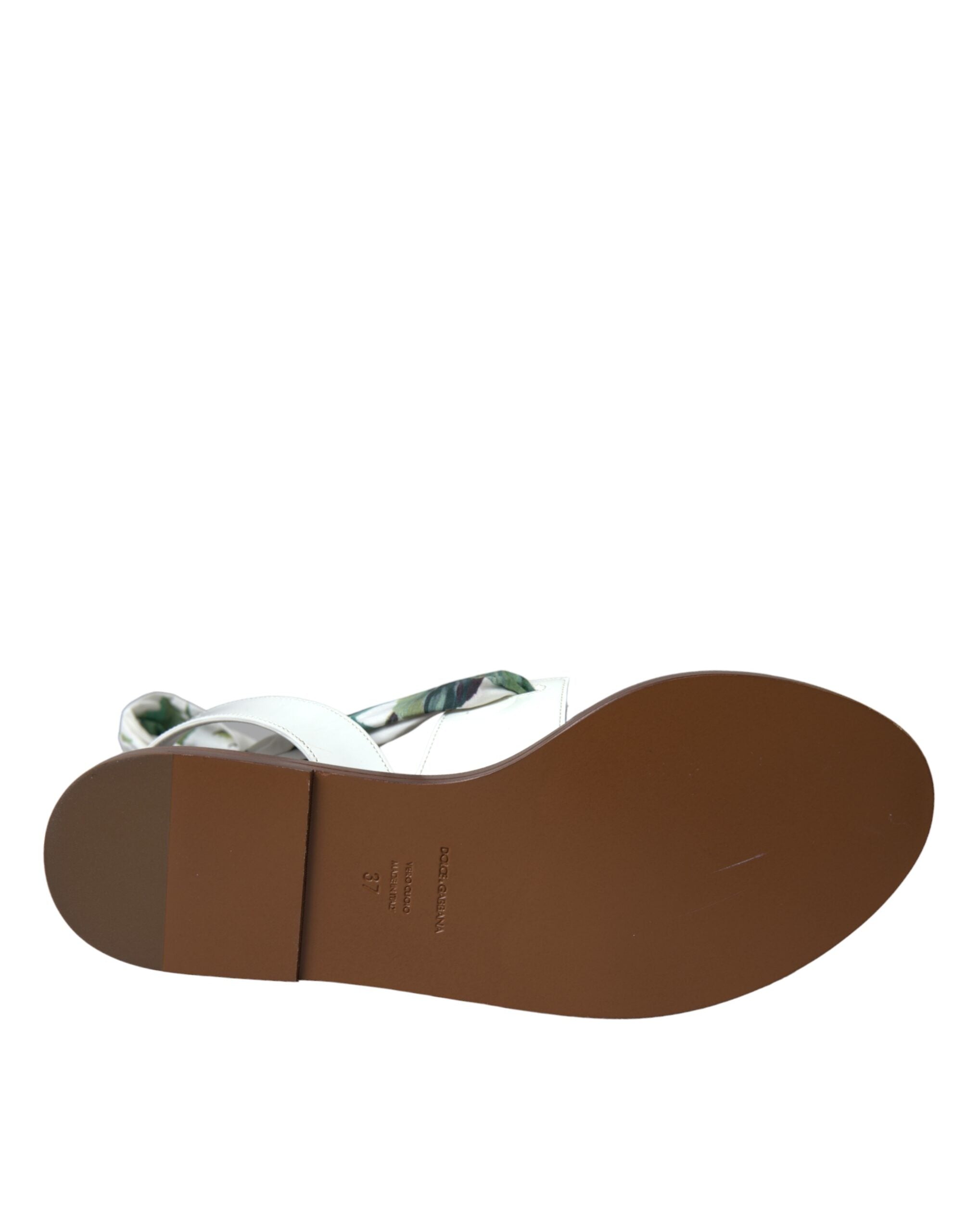 Многоцветни сандали с флорален принт Dolce & Gabbana с обвивка на глезена