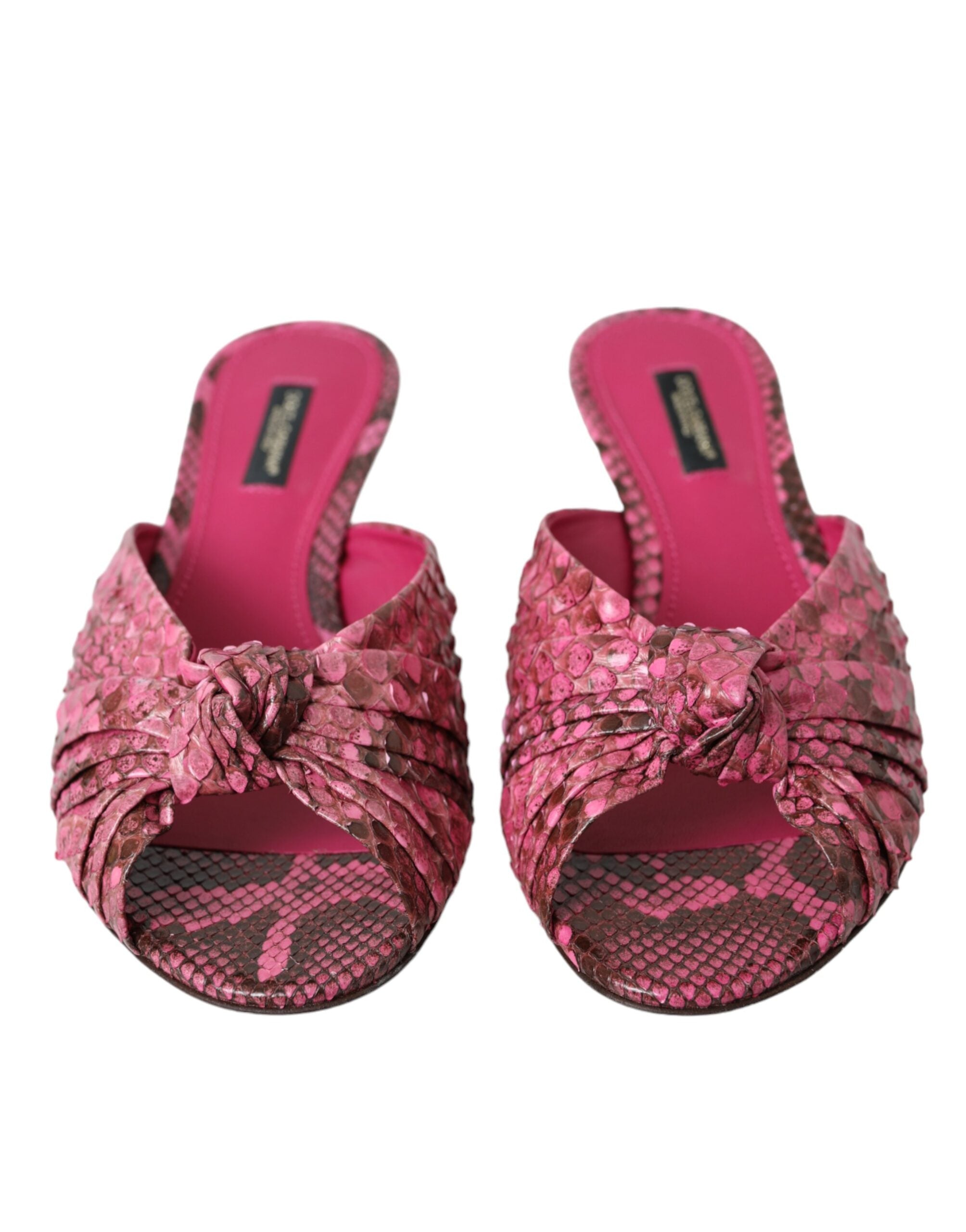 Dolce & Gabbana розови екзотични кожени обувки с пързалки с котешки ток