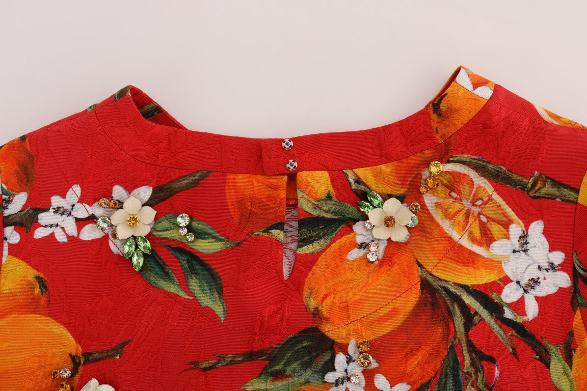 Украсена блуза от креп Dolce & Gabbana с принт на цветя