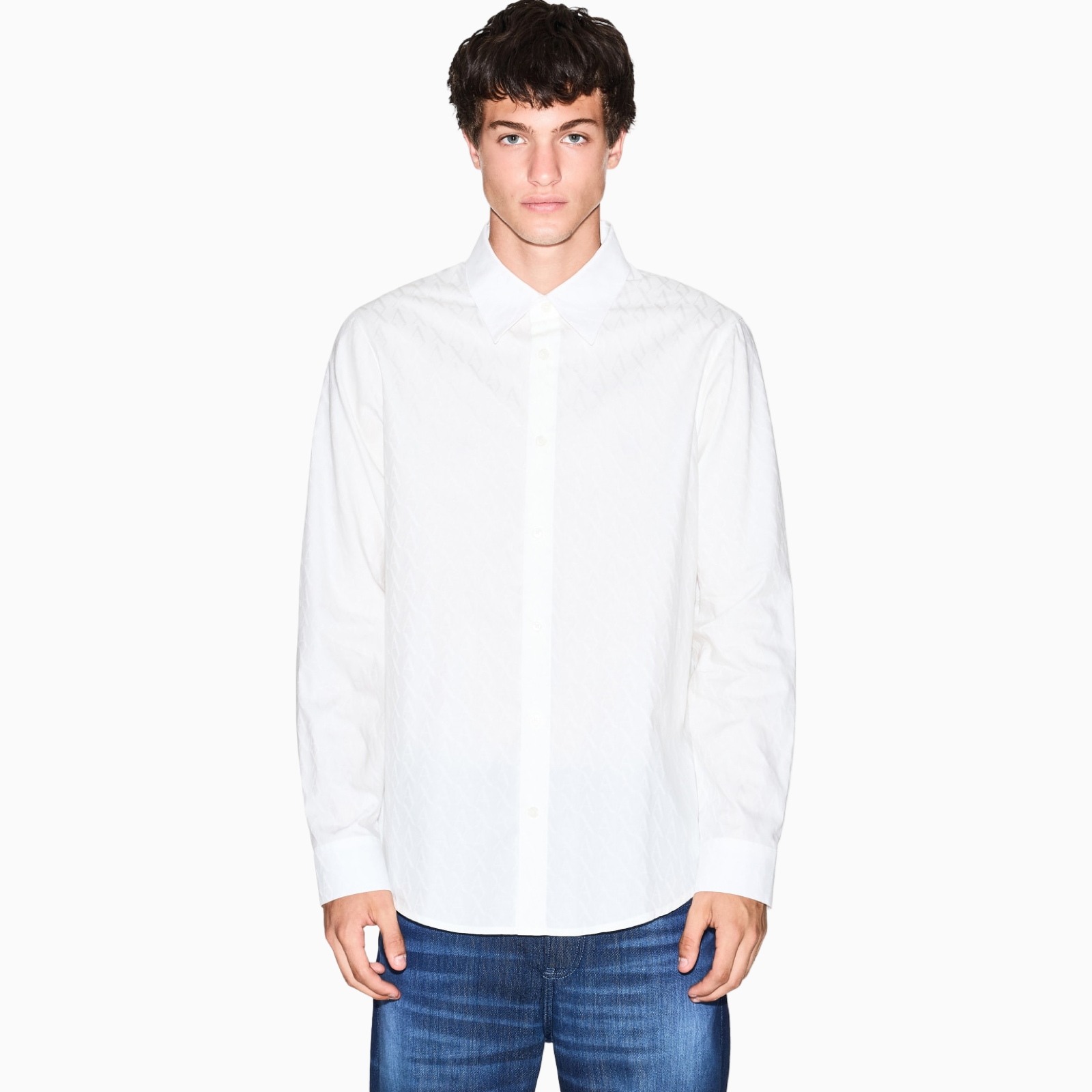 Мъжка бяла риза Armani Exchange Men Shirt XM001587 AF16631 U0009 Front View