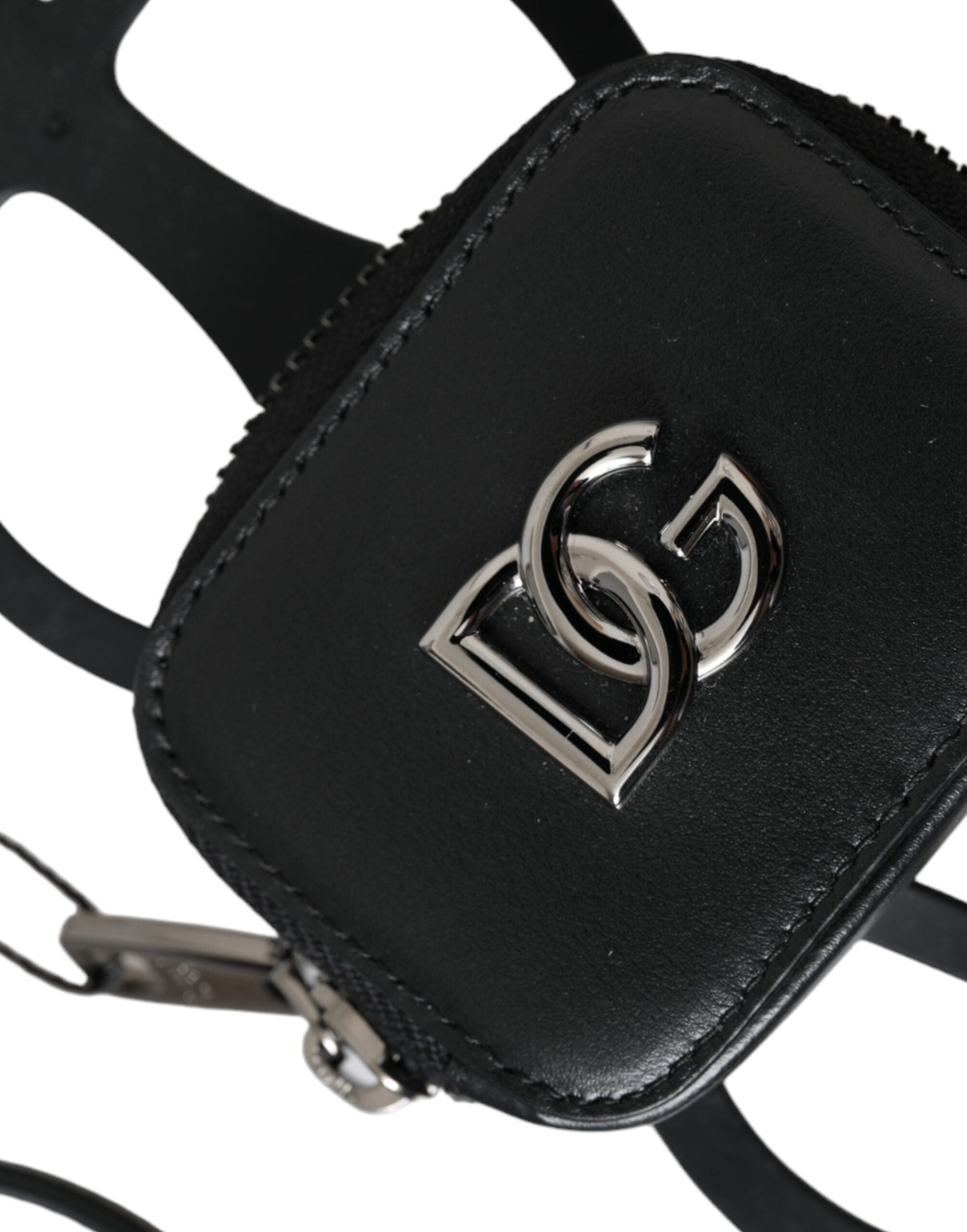 Dolce & Gabbana Черна телешка кожа Портфейл с лого DG за монети