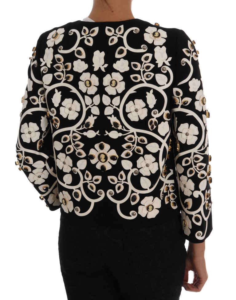 Вълнено палто с флорални бродирани кристали Dolce & Gabbana
