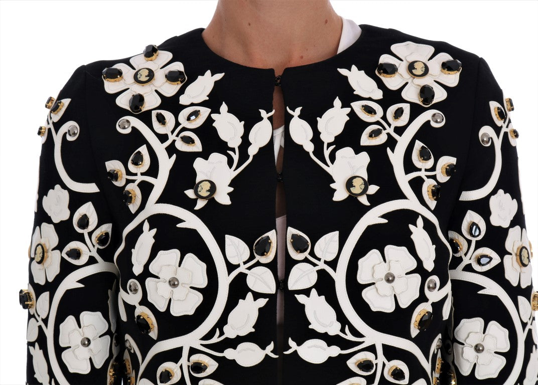 Вълнено палто с флорални бродирани кристали Dolce & Gabbana