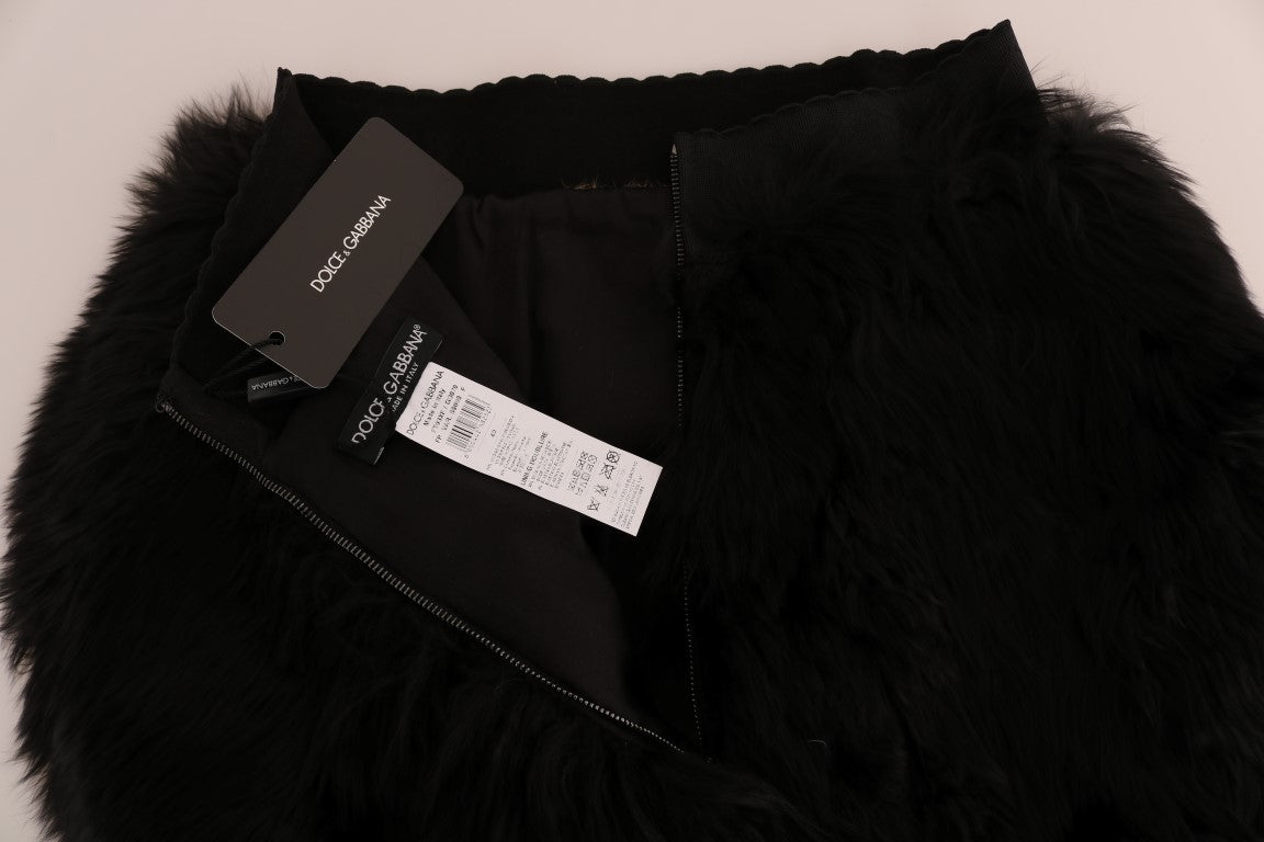 Dolce & Gabbana Изящни мини шорти с кожа от черна норка