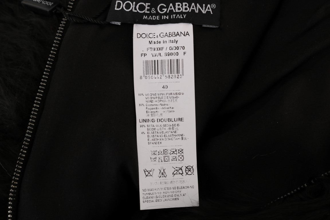 Dolce & Gabbana Изящни мини шорти с кожа от черна норка