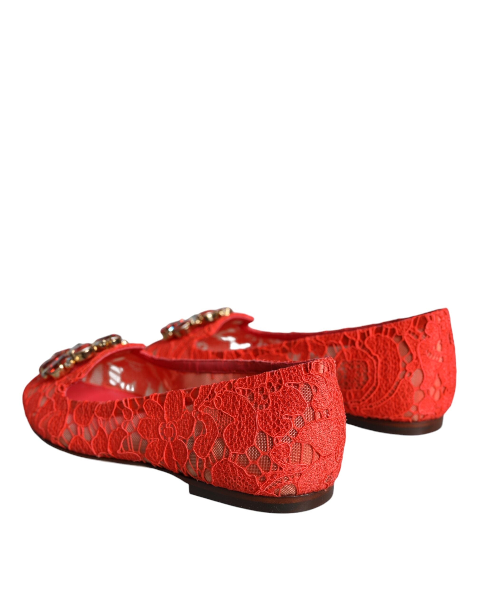 Dolce & Gabbana Coral Lace Crystal Ballet Flats Мокасини Обувки