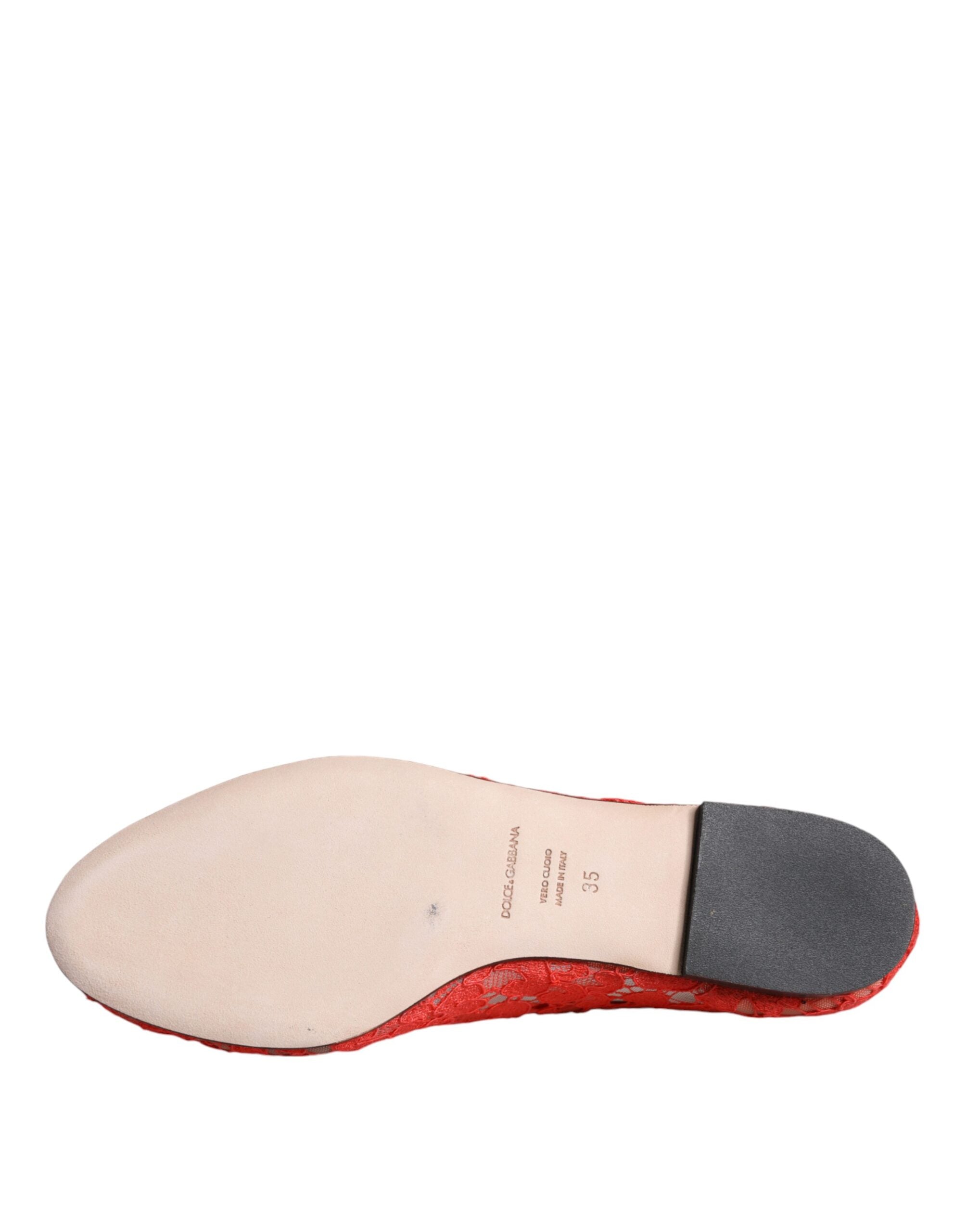 Dolce & Gabbana Coral Lace Crystal Ballet Flats Мокасини Обувки