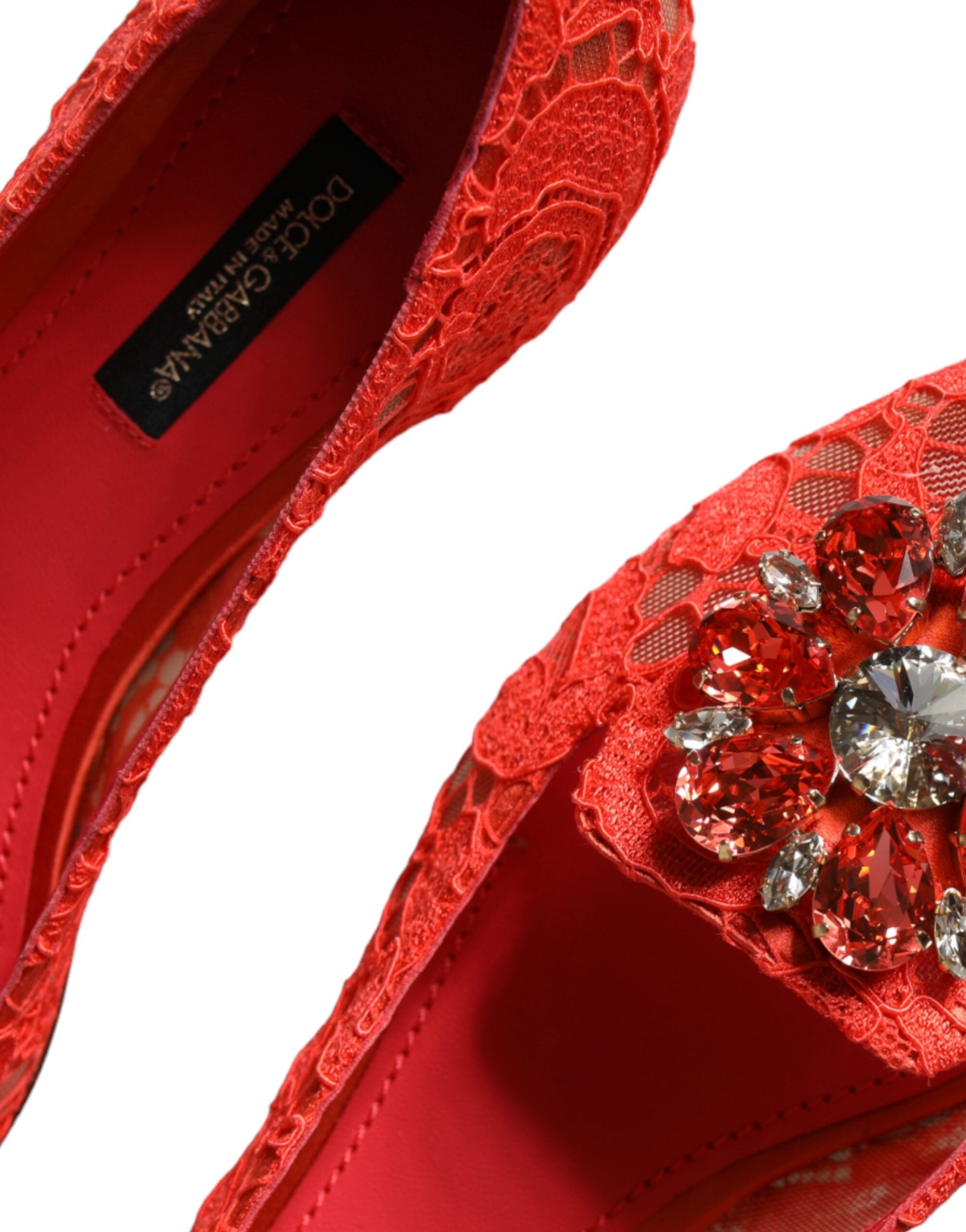 Dolce & Gabbana Coral Lace Crystal Ballet Flats Мокасини Обувки