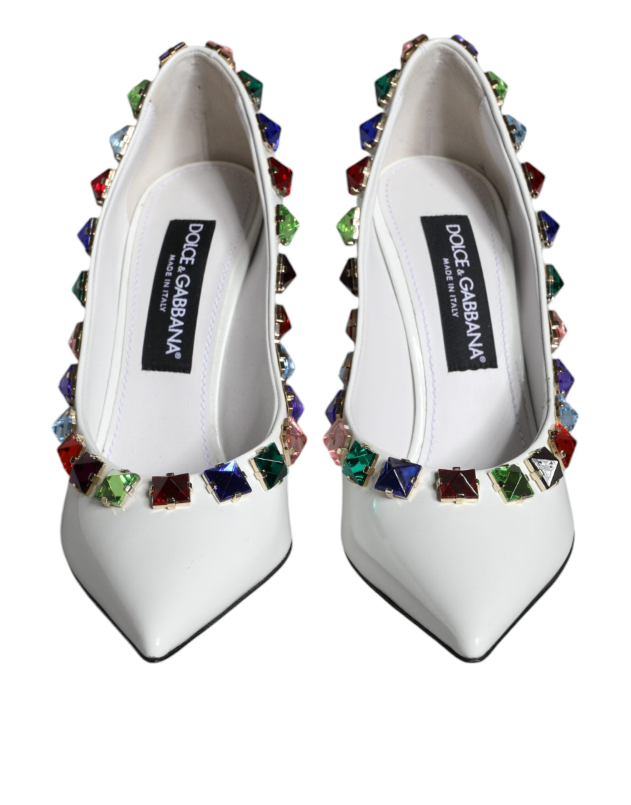 Dolce & Gabbana Бели кристали Кожени обувки с високи токчета Помпи