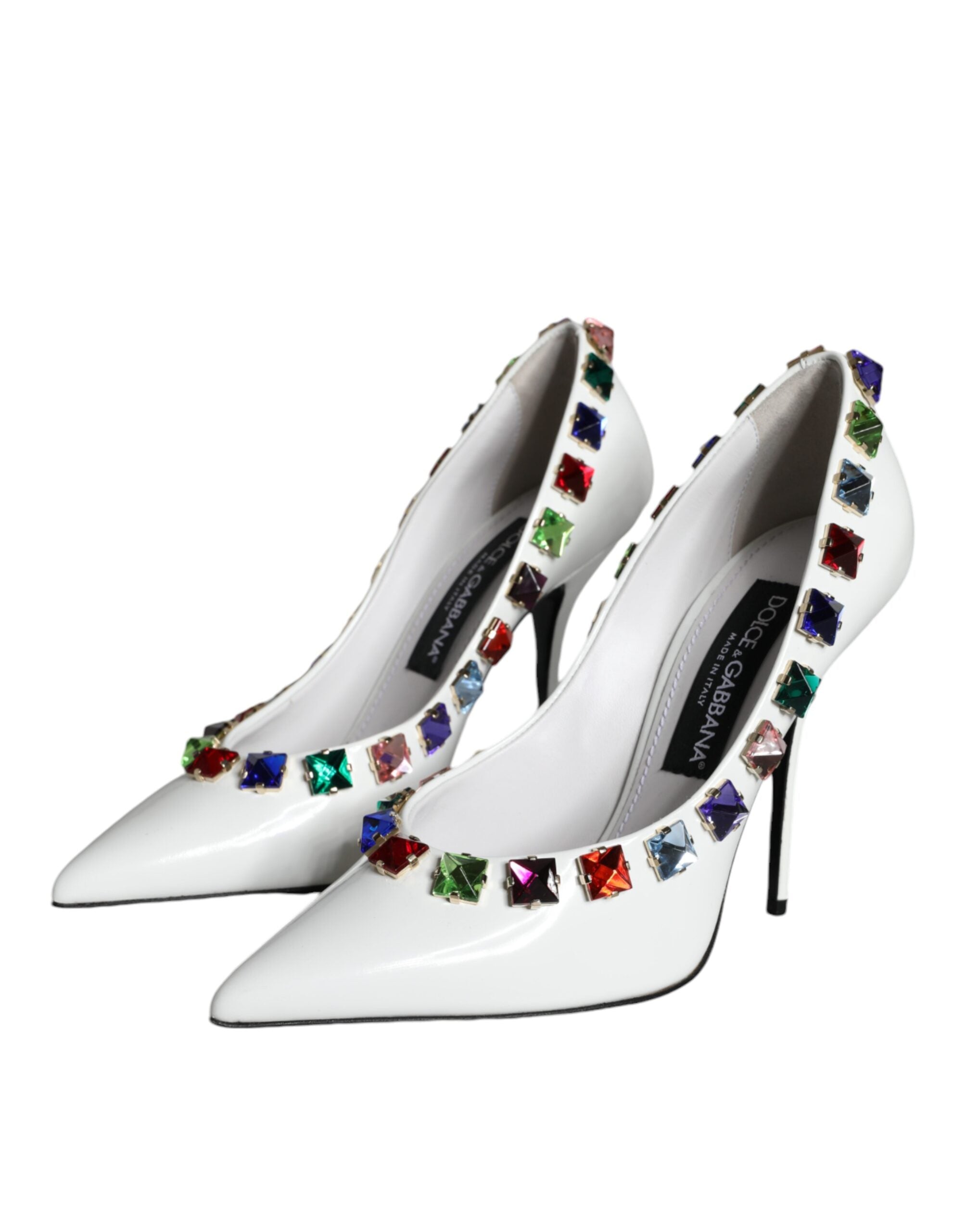 Dolce & Gabbana Бели кристали Кожени обувки с високи токчета Помпи