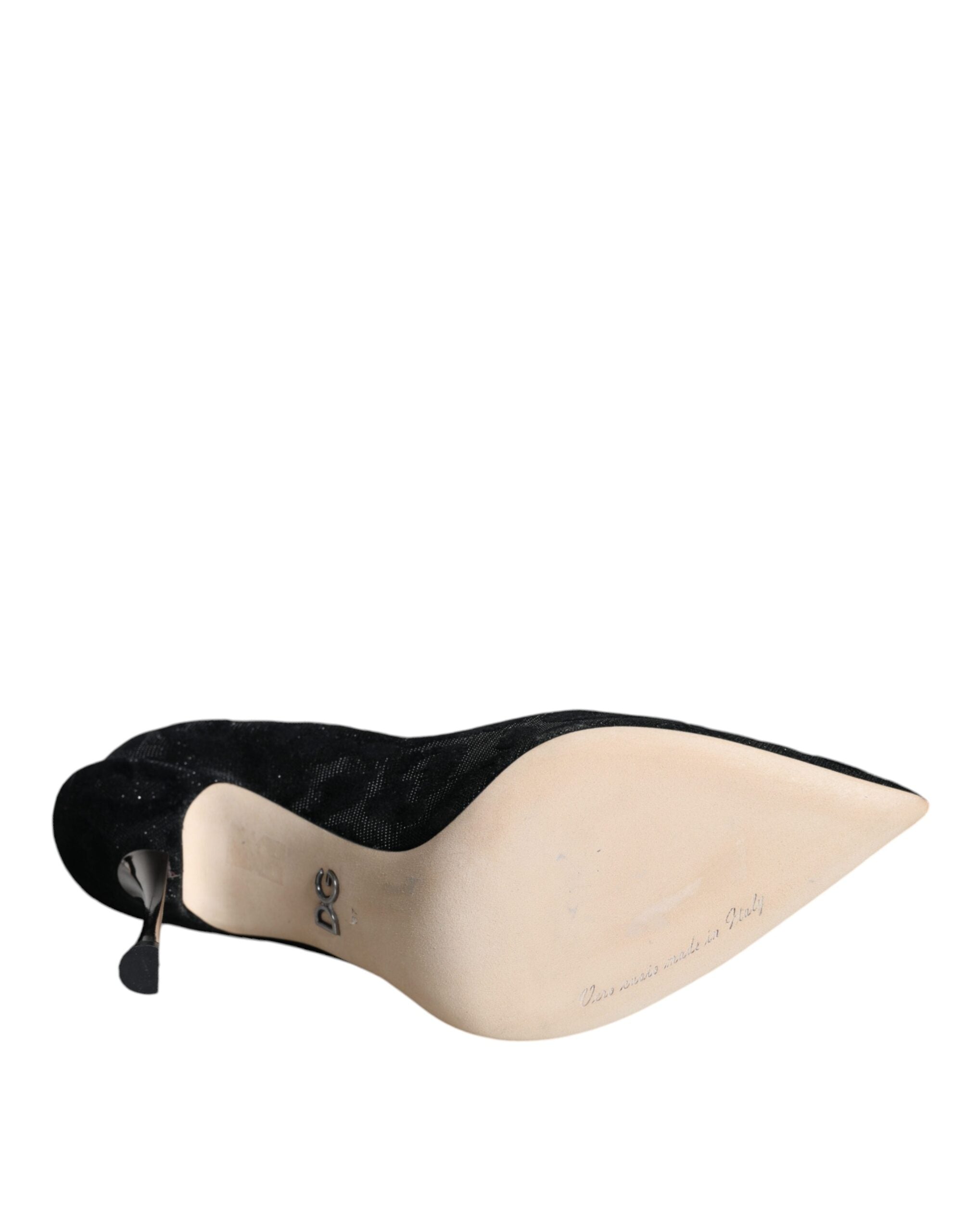 Dolce & Gabbana Черни леопардови обувки с лурекс и високи токчета