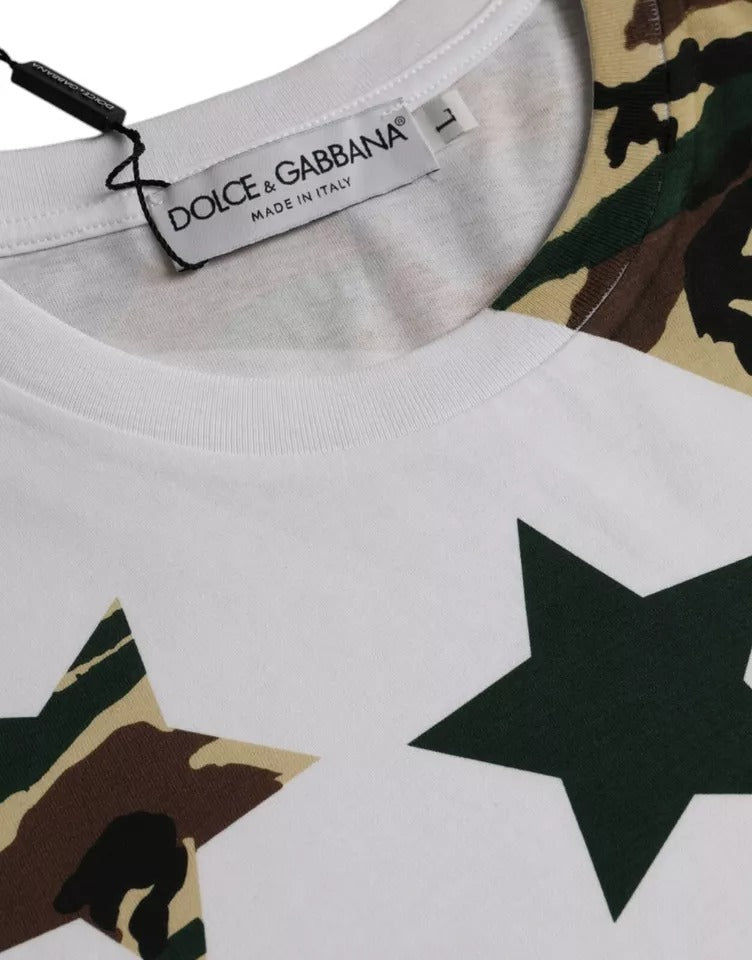 Мъжка тениска Dolce & Gabbana с бяла камуфлажна звезда и кръгло деколте