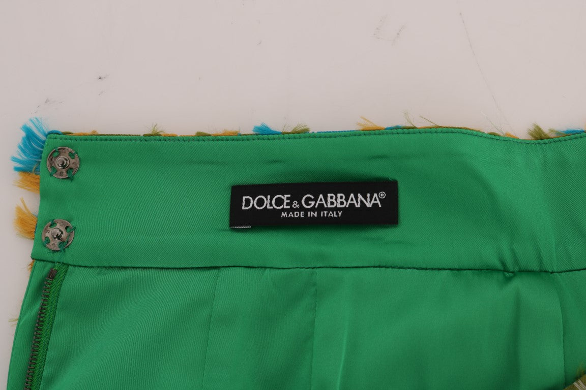 Dolce & Gabbana Елегантна зелена жакардова пола с висока талия