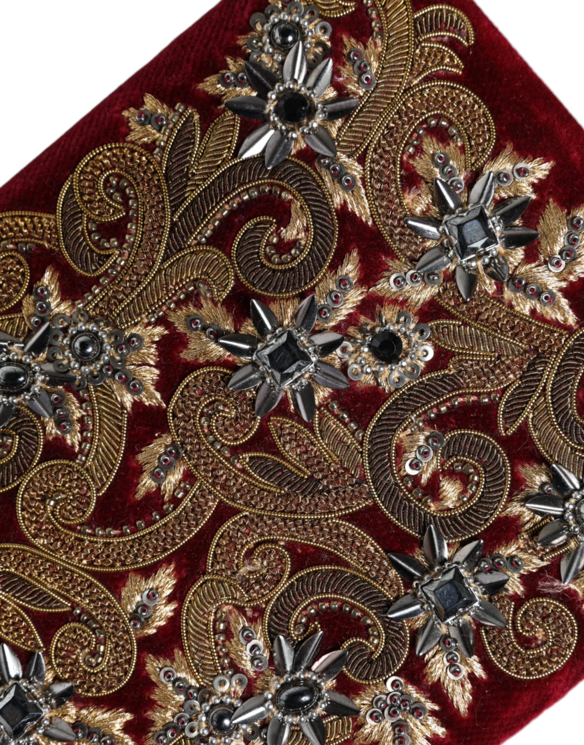 Dolce & Gabbana Червена кадифена златиста рамка Clutch Вечерна чанта за парти