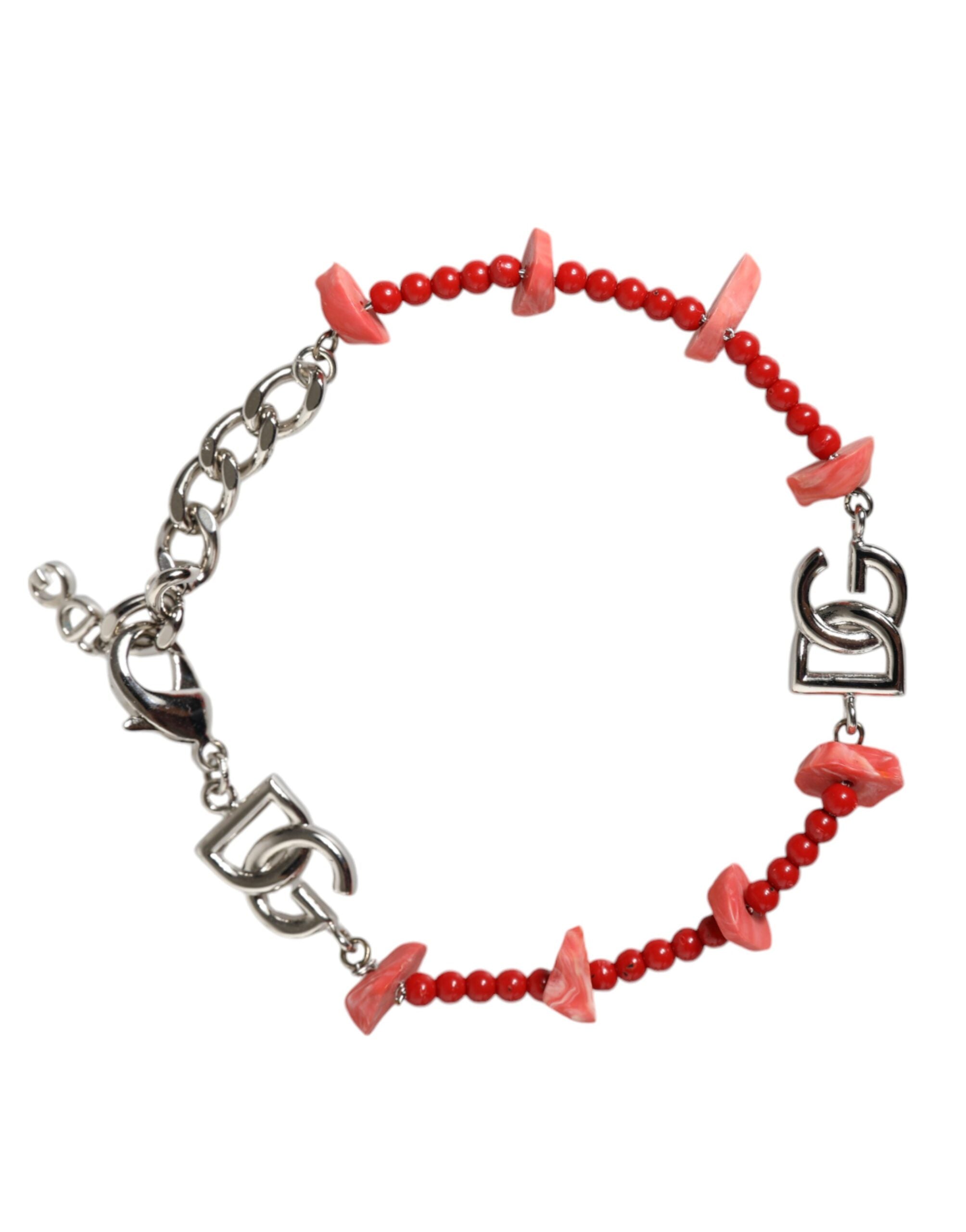 Dolce & Gabbana Гривна с верижка от месинг и мъниста с лого DG