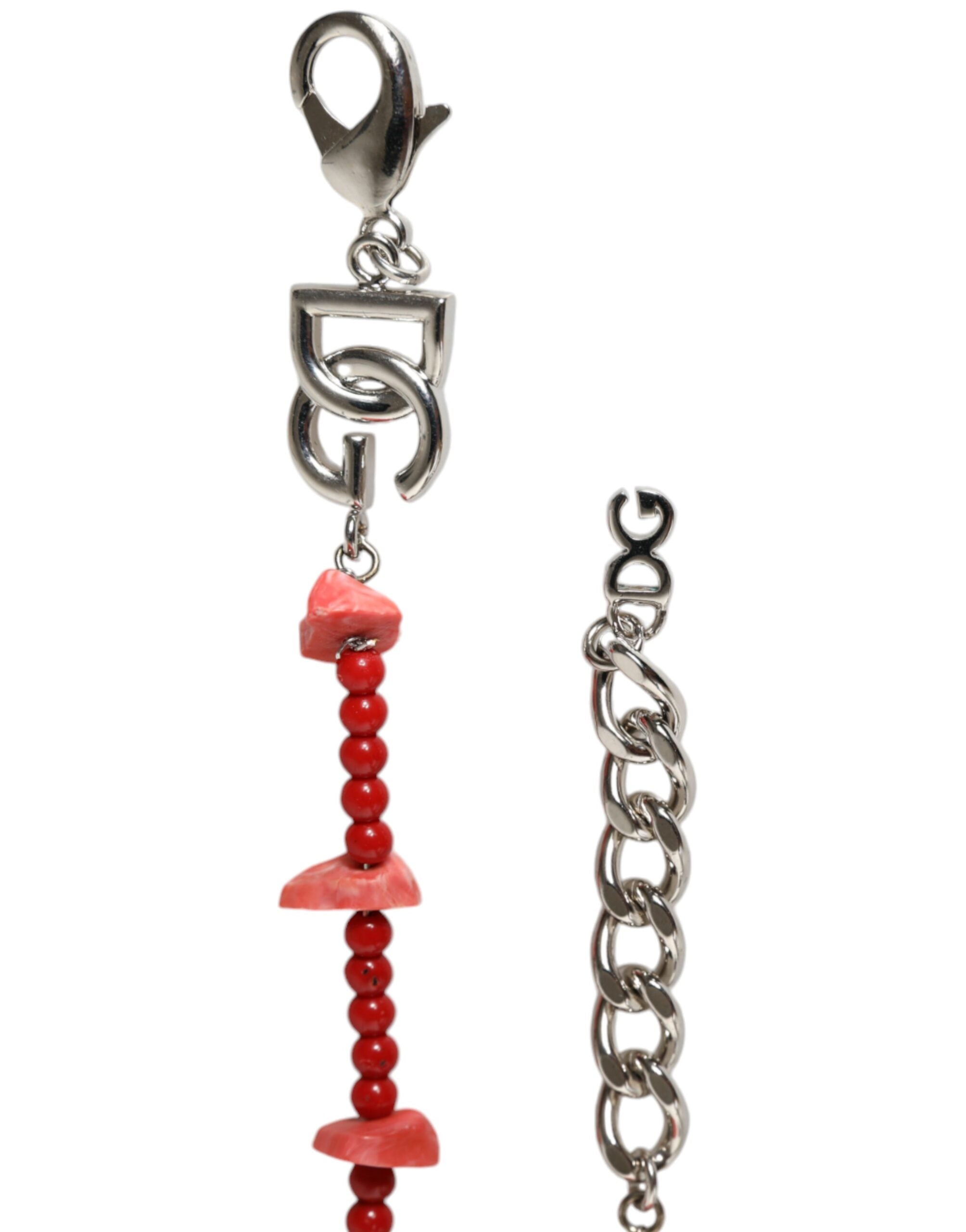 Dolce & Gabbana Гривна с верижка от месинг и мъниста с лого DG