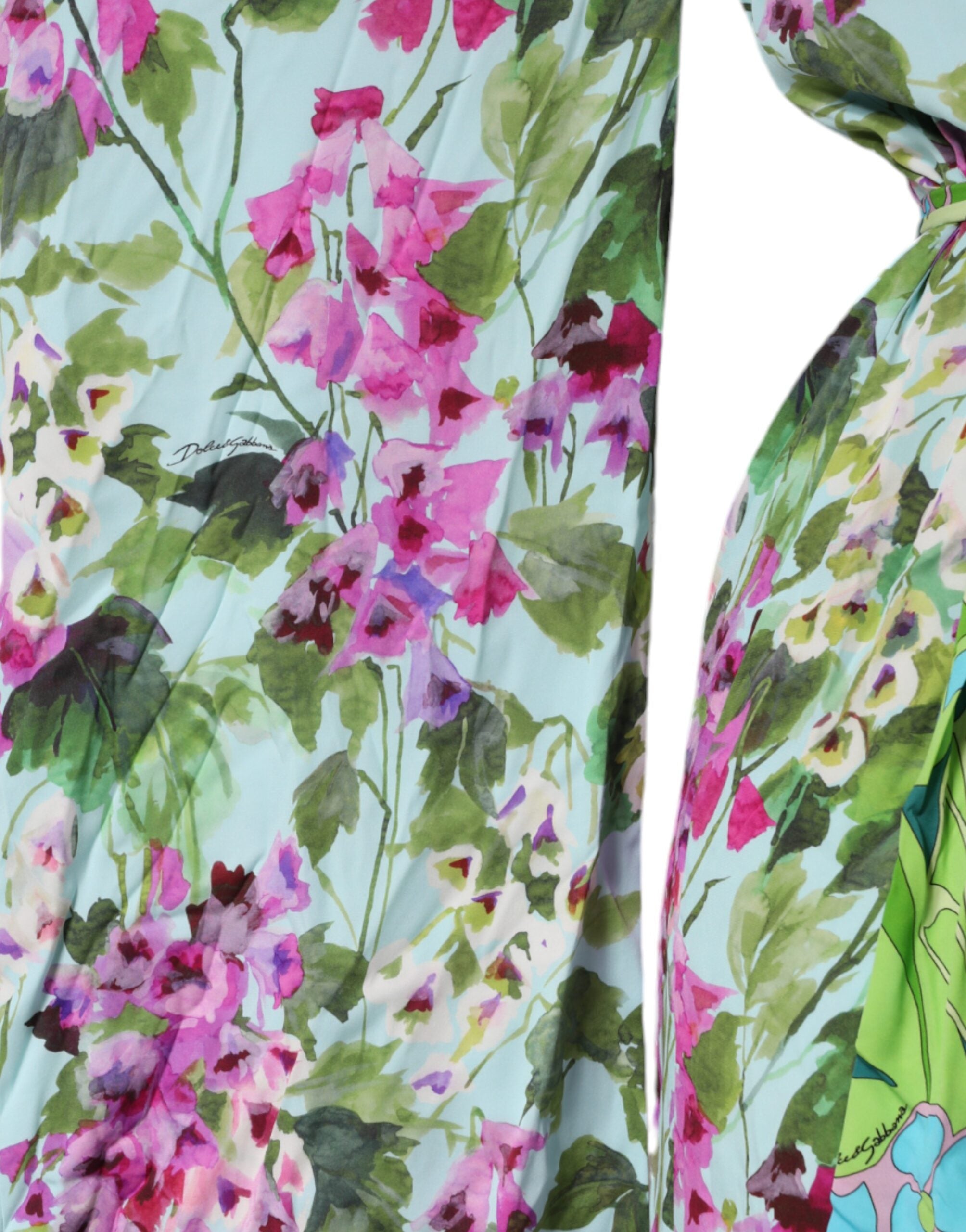 Dolce & Gabbana Многоцветна копринена еластична рокля с фолио