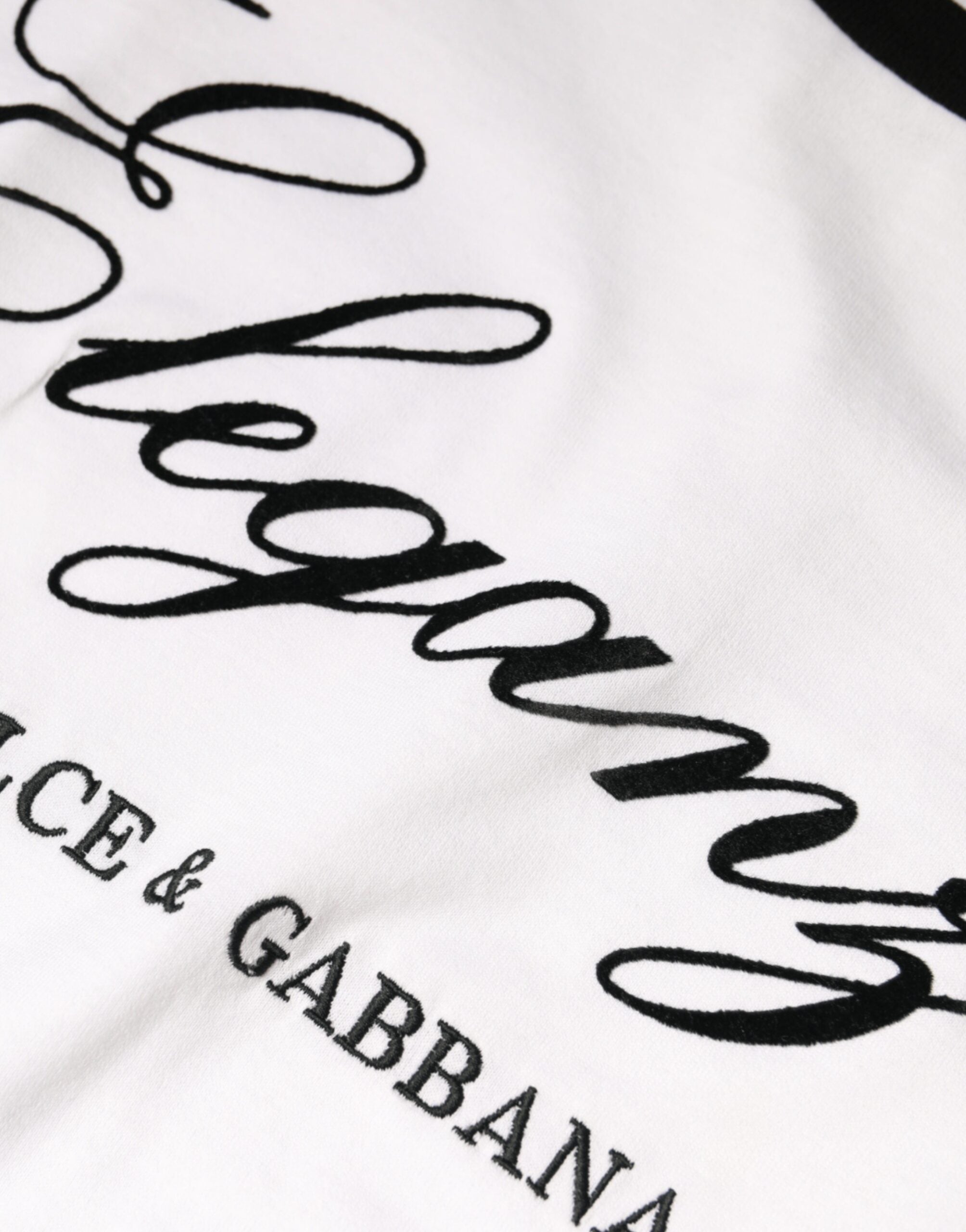Памучна тениска с къси ръкави и бяла щампа Dolce & Gabbana Eleganza