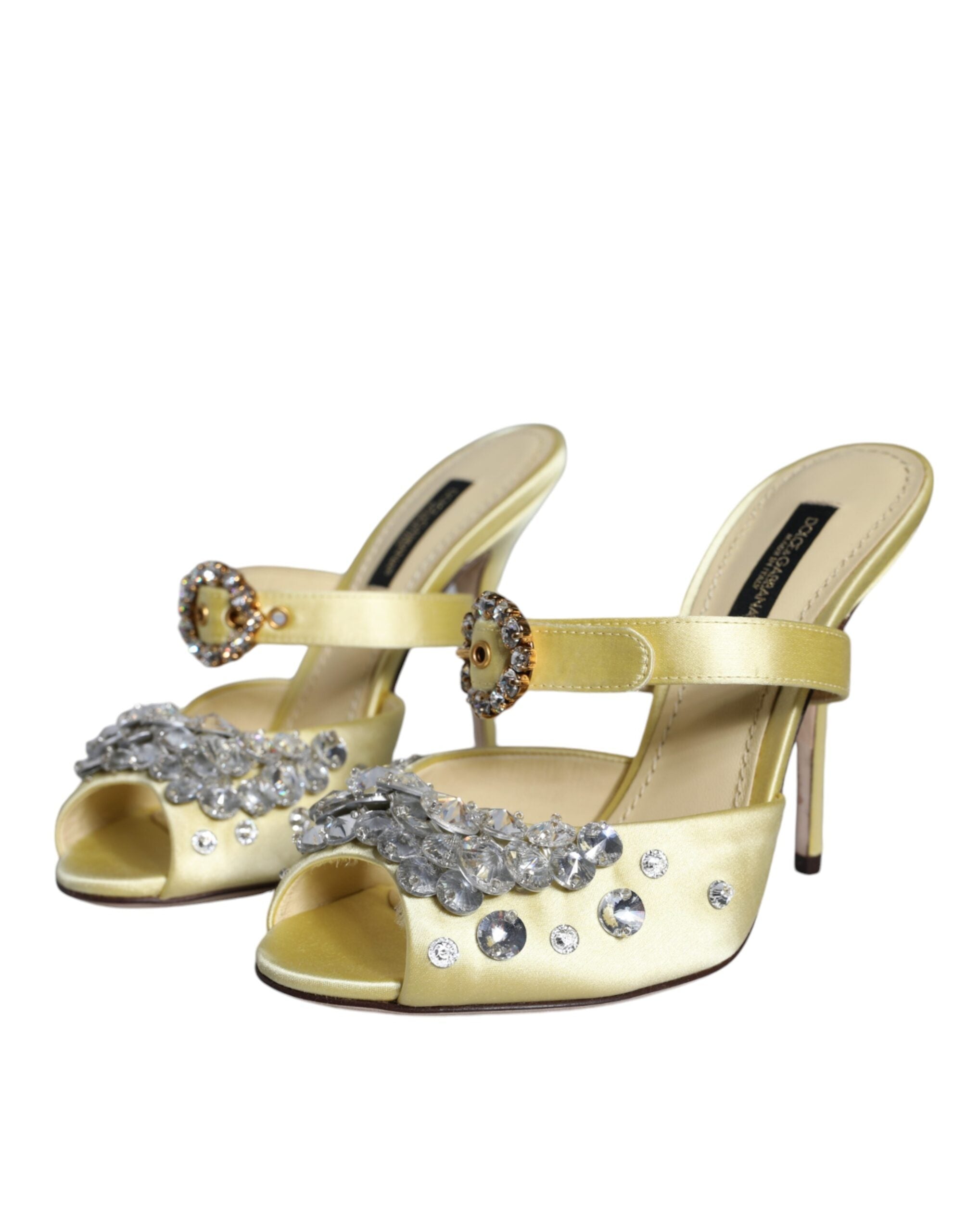 Сатенени сандали Dolce & Gabbana Mary Janes в жълто