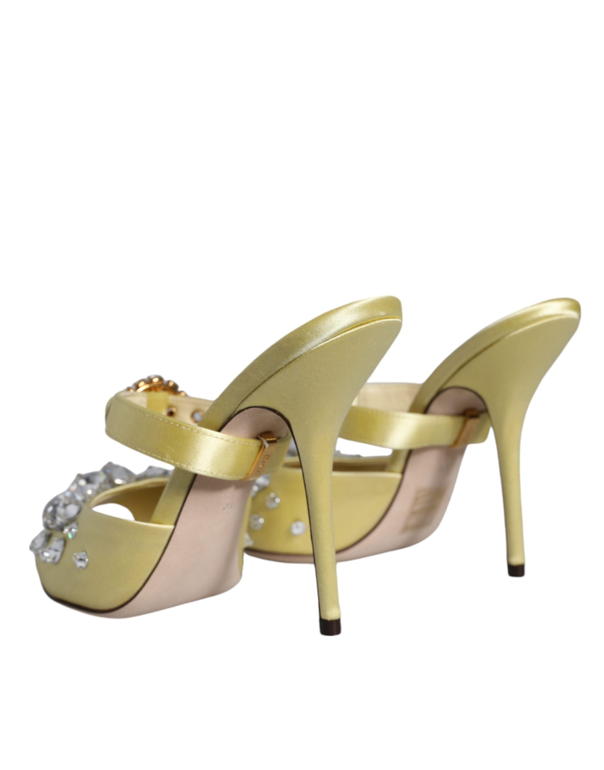 Сатенени сандали Dolce & Gabbana Mary Janes в жълто