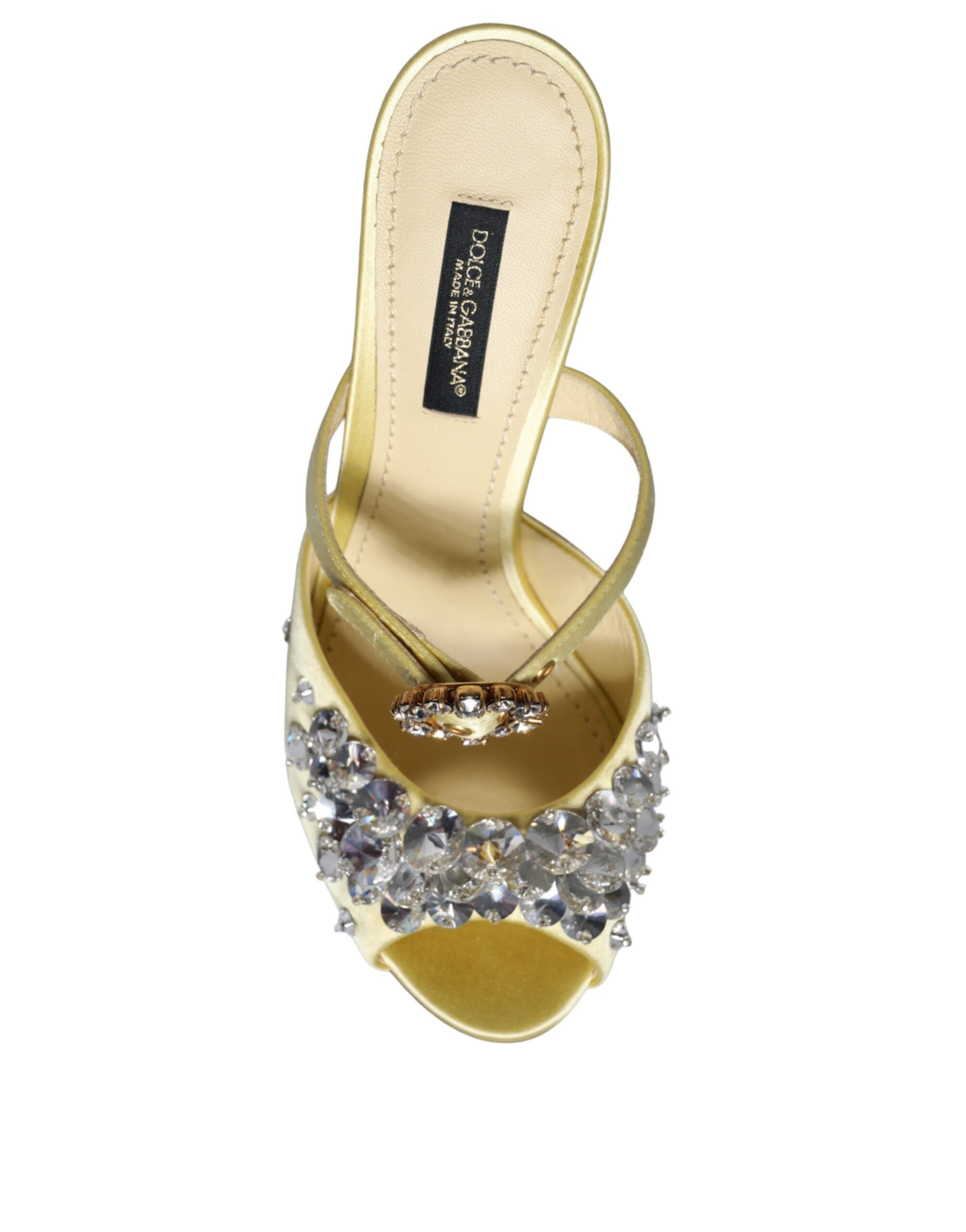 Сатенени сандали Dolce & Gabbana Mary Janes в жълто