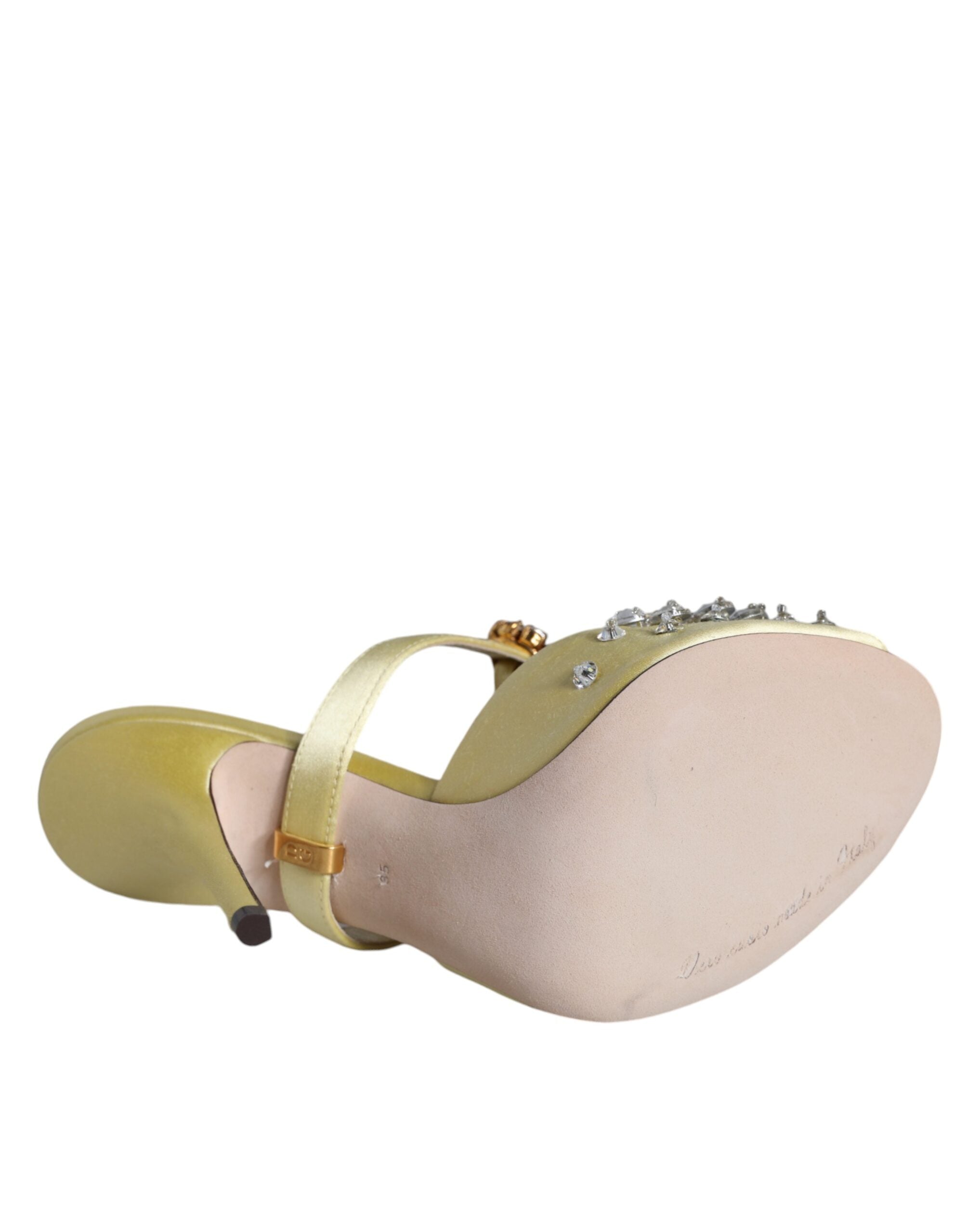 Сатенени сандали Dolce & Gabbana Mary Janes в жълто