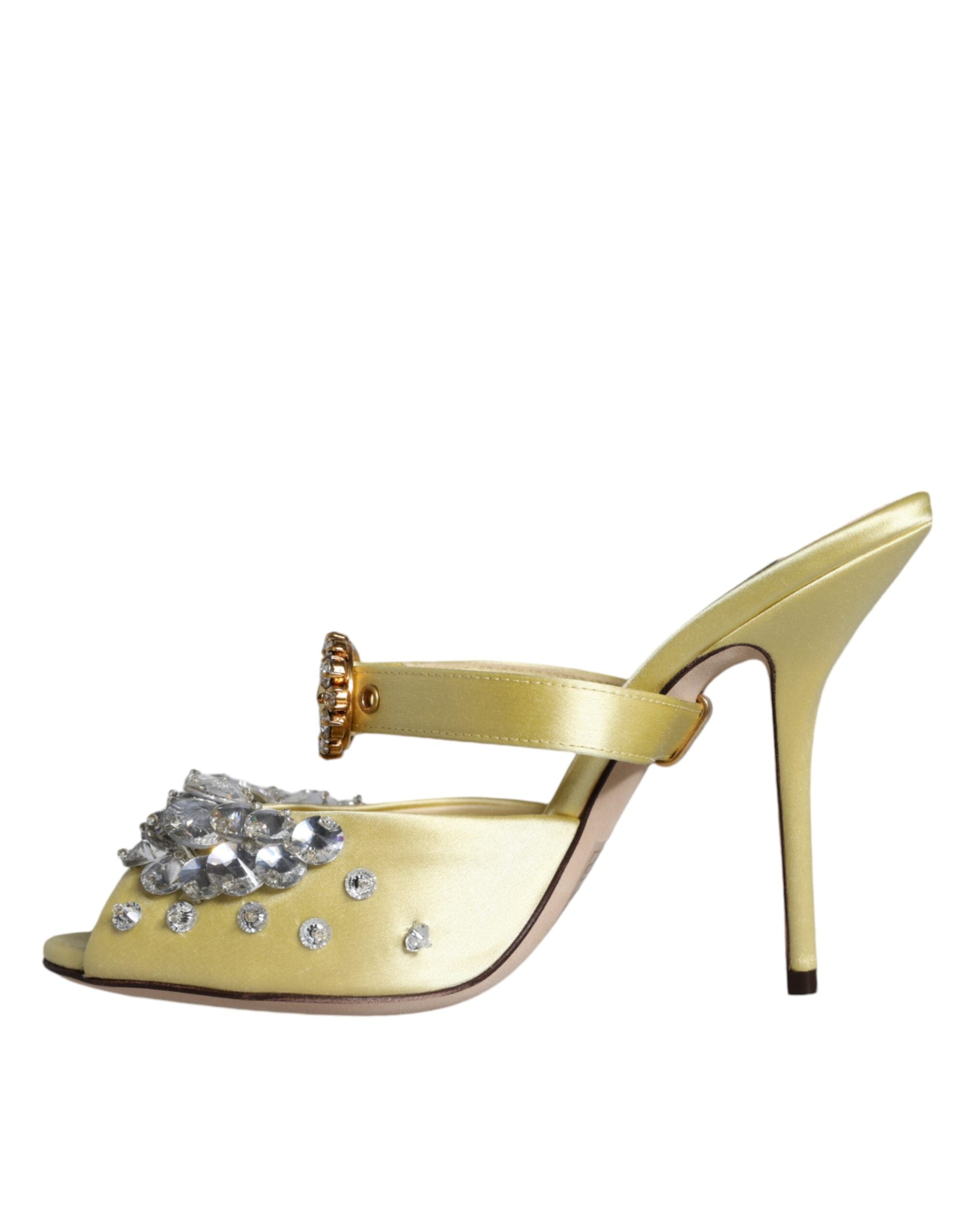 Сатенени сандали Dolce & Gabbana Mary Janes в жълто