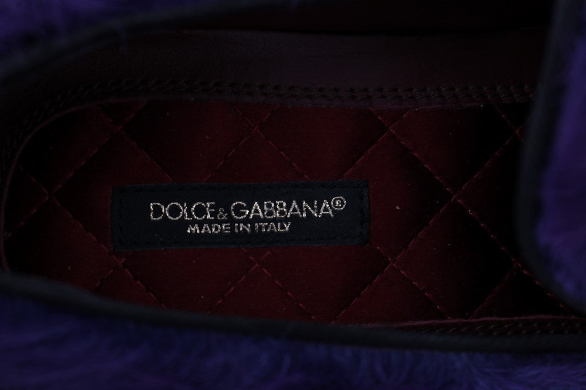 Dolce & Gabbana плюшени лилави мокасини с овча кожа