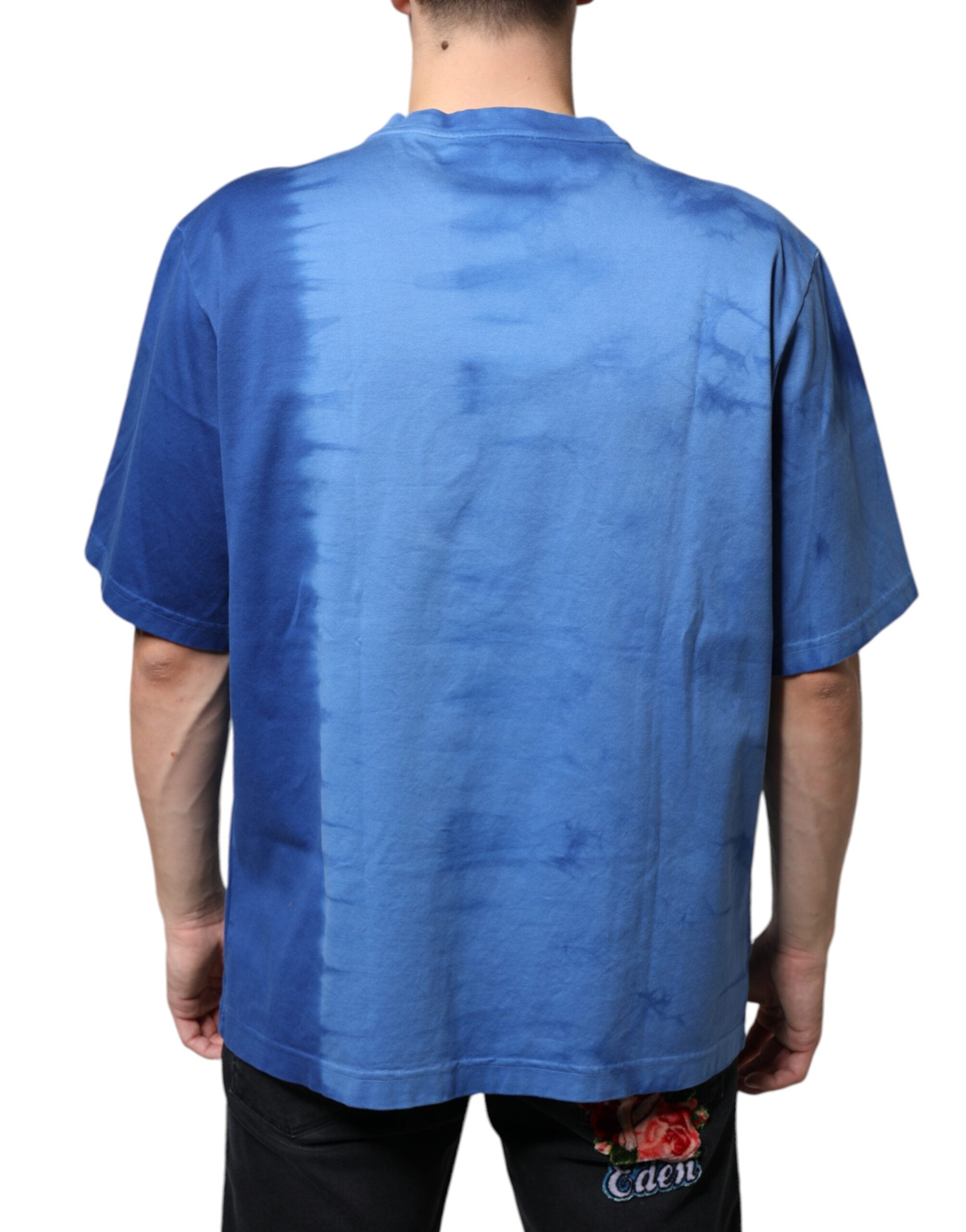 Памучна тениска Dolce & Gabbana Blue Tie-Dye Peace Sign