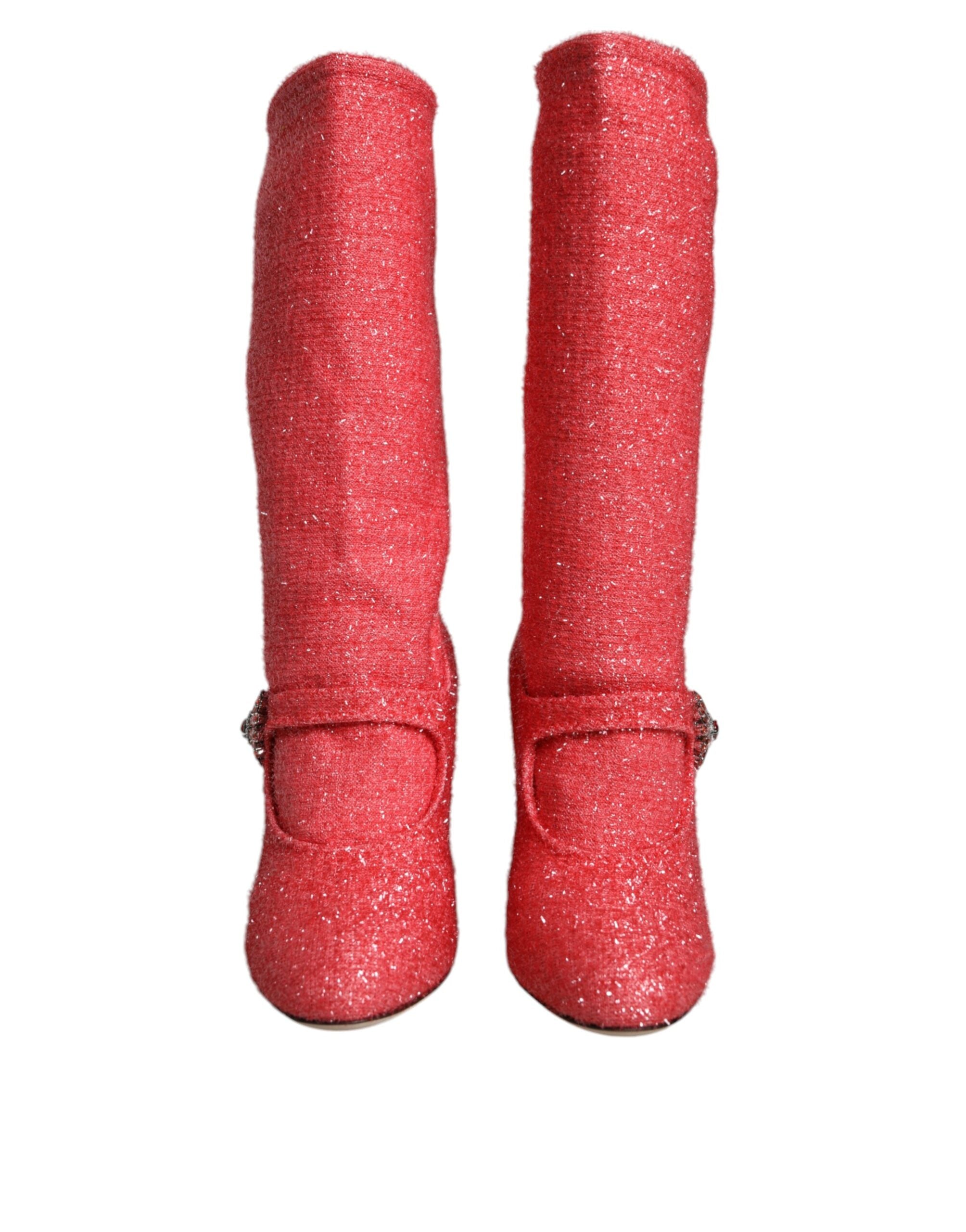 Обувки Dolce & Gabbana Pink Crystal Lurex Fantasy High Boots