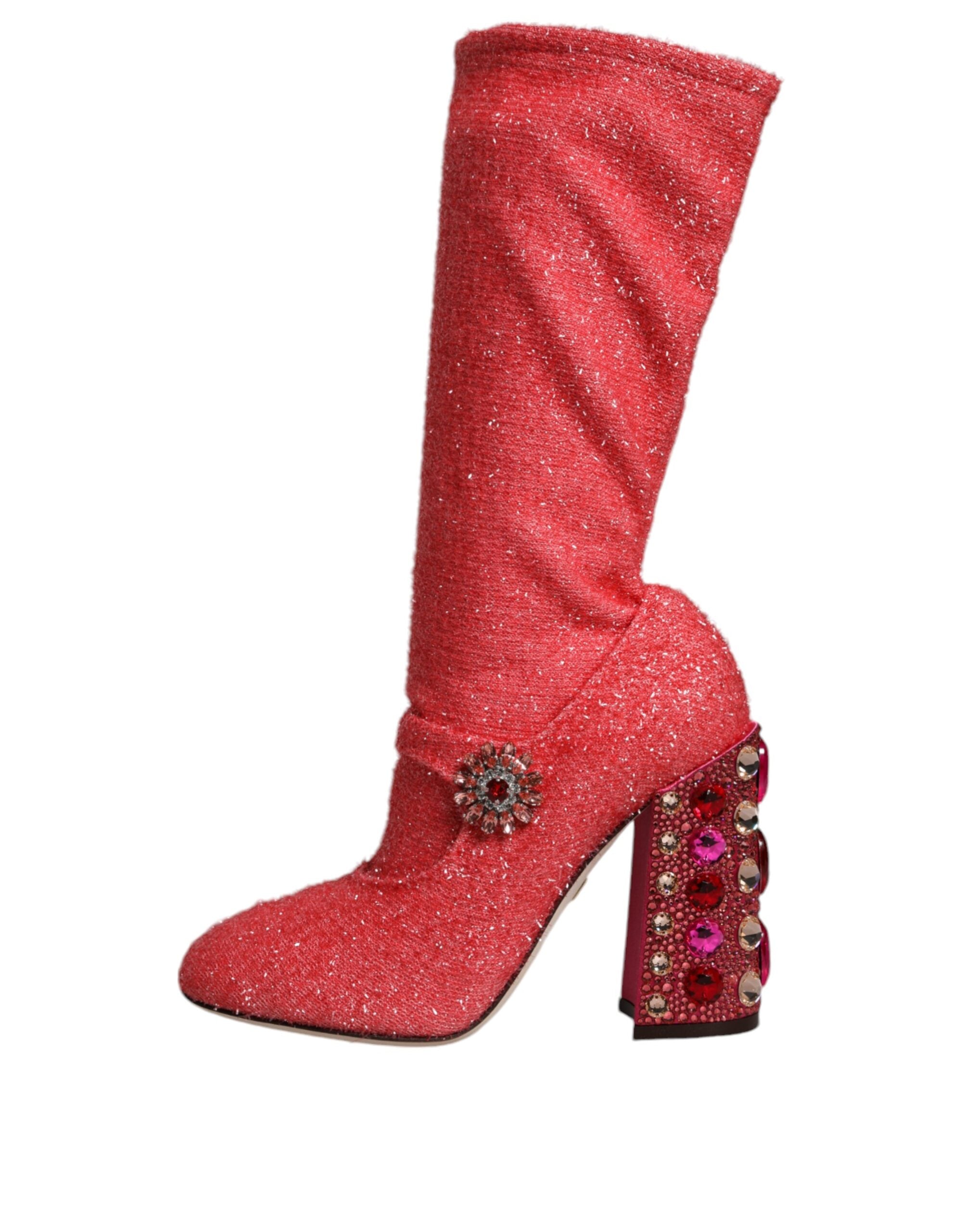 Обувки Dolce & Gabbana Pink Crystal Lurex Fantasy High Boots