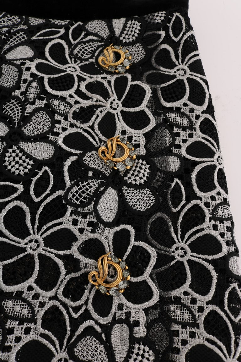 Елегантна дантелена мини пола Dolce & Gabbana с кристални детайли