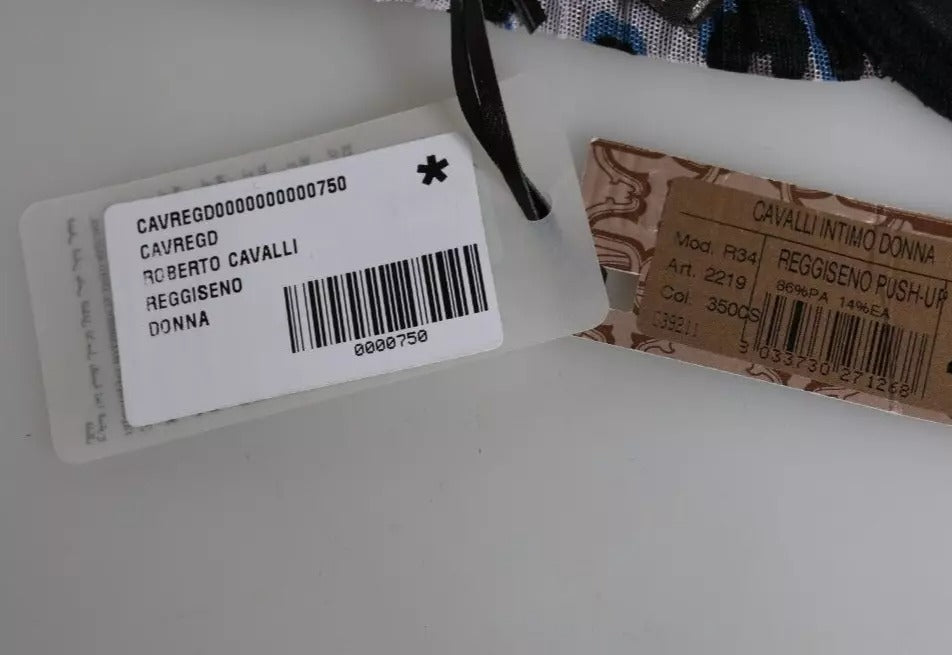 Roberto Cavalli Бяло леопардово бельо Push Up Reggiseno сутиен