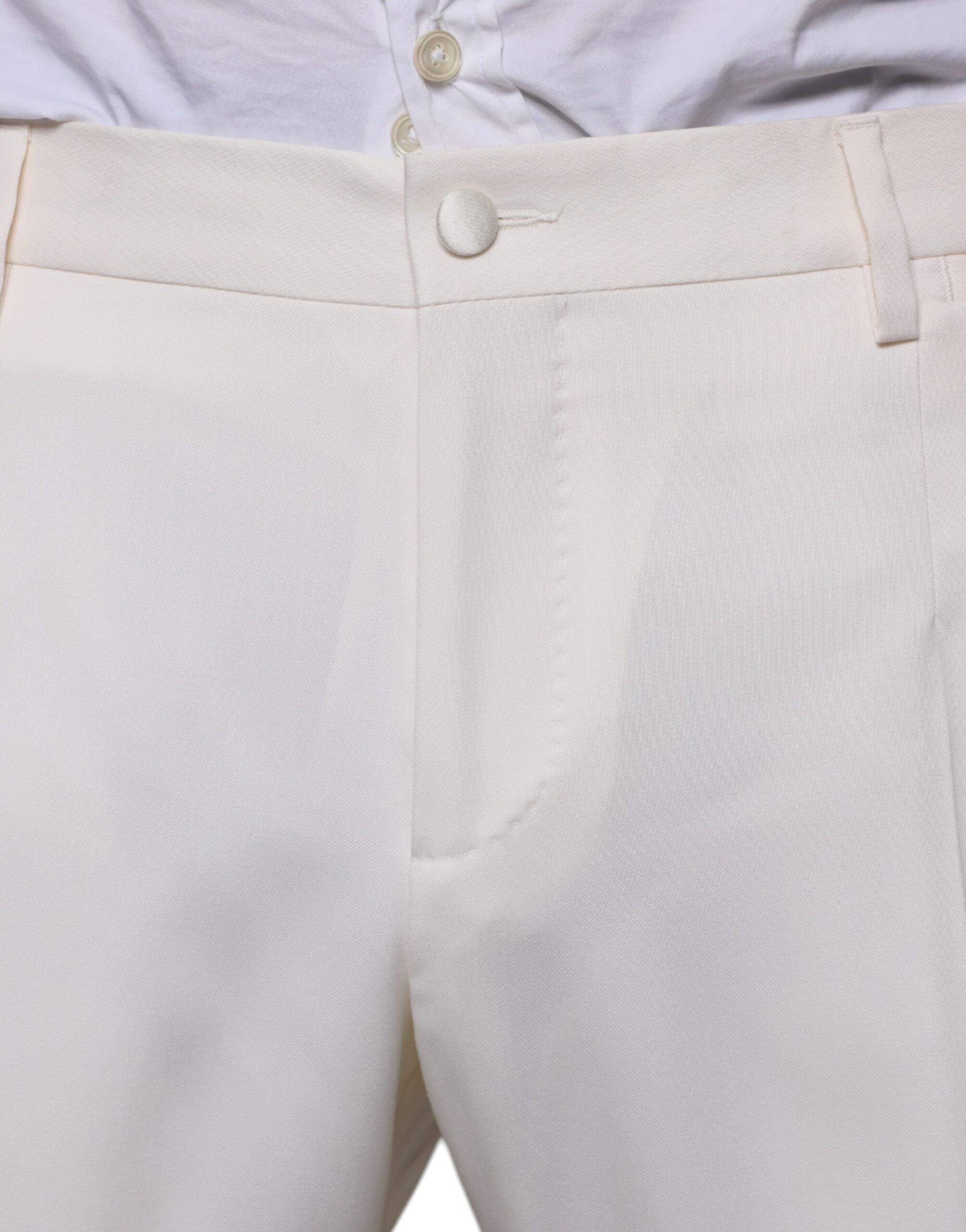 Dolce & Gabbana Бял вълнен копринен официален костюм от 3 части SlimFit