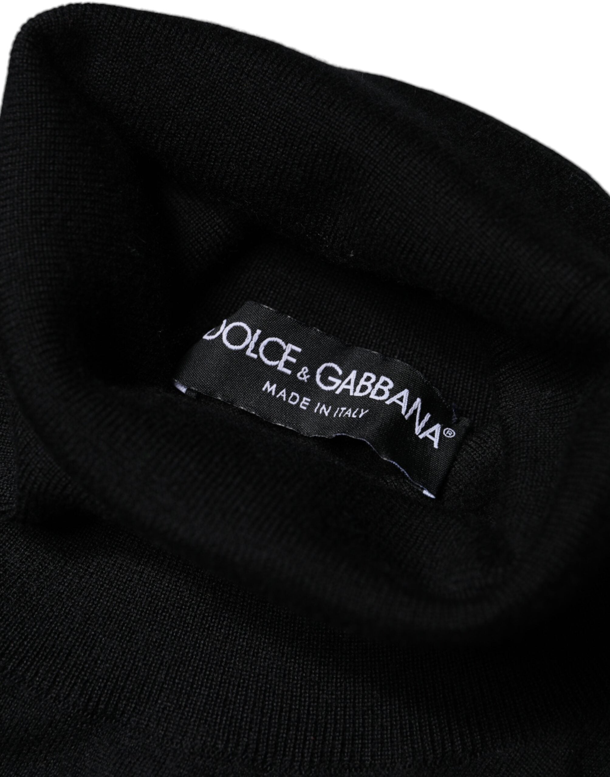 Черен пуловер с висока яка с дълги ръкави Dolce & Gabbana