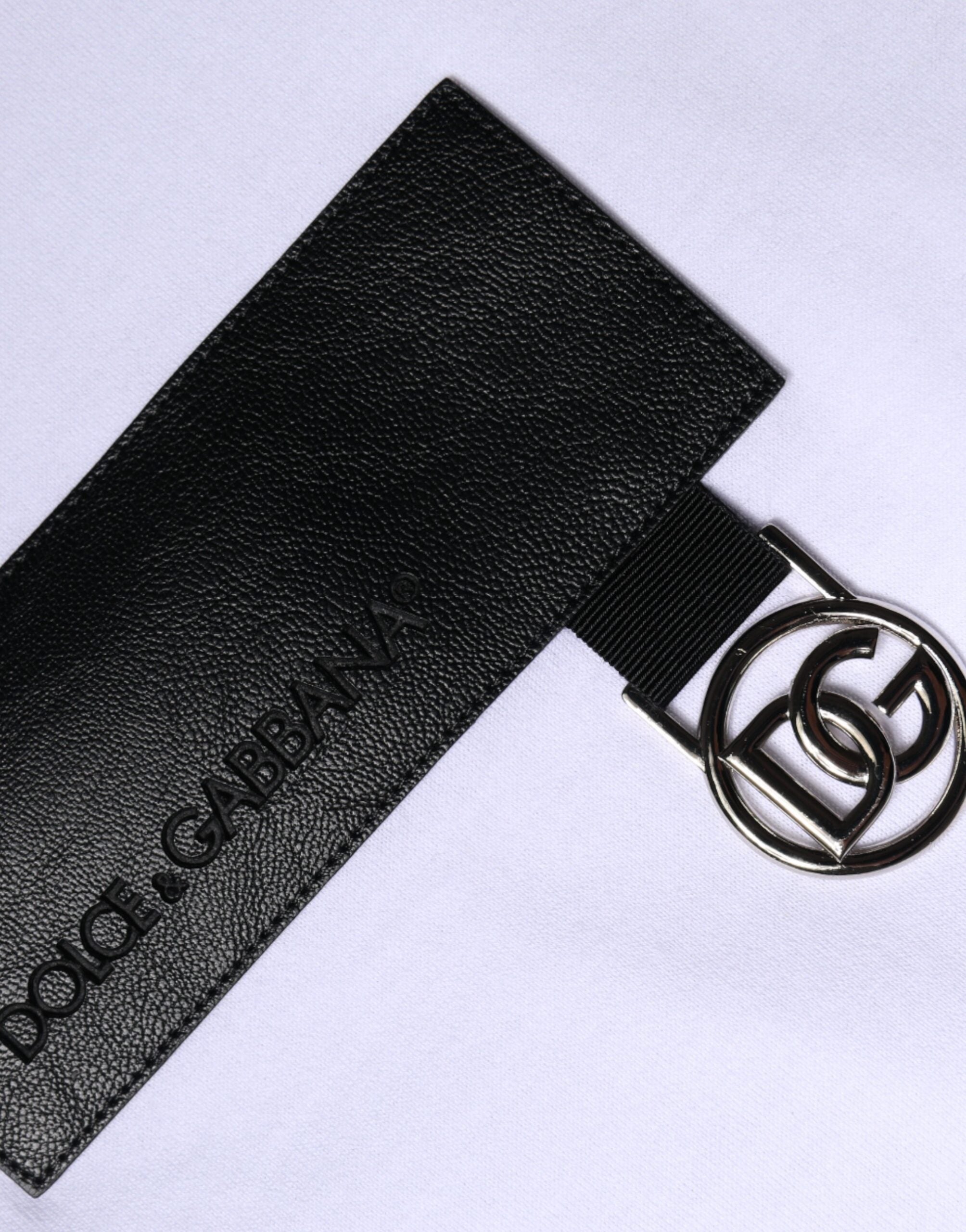 Памучна тениска с кръгло деколте в бяло лого на Dolce & Gabbana
