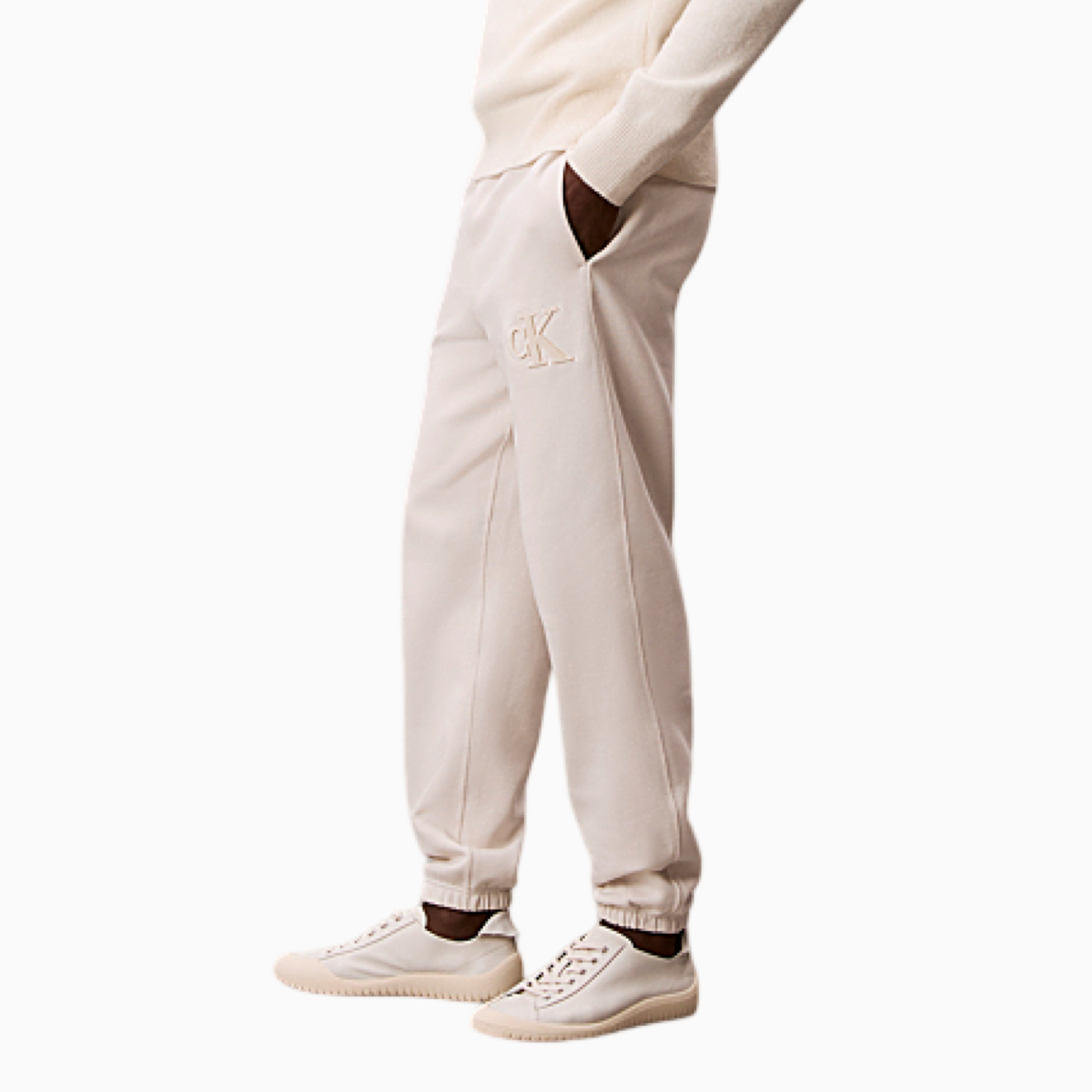 Мъжко бежово спортно долнище Calvin Klein Jeans Men Sweatpants LV04RD252G Side View