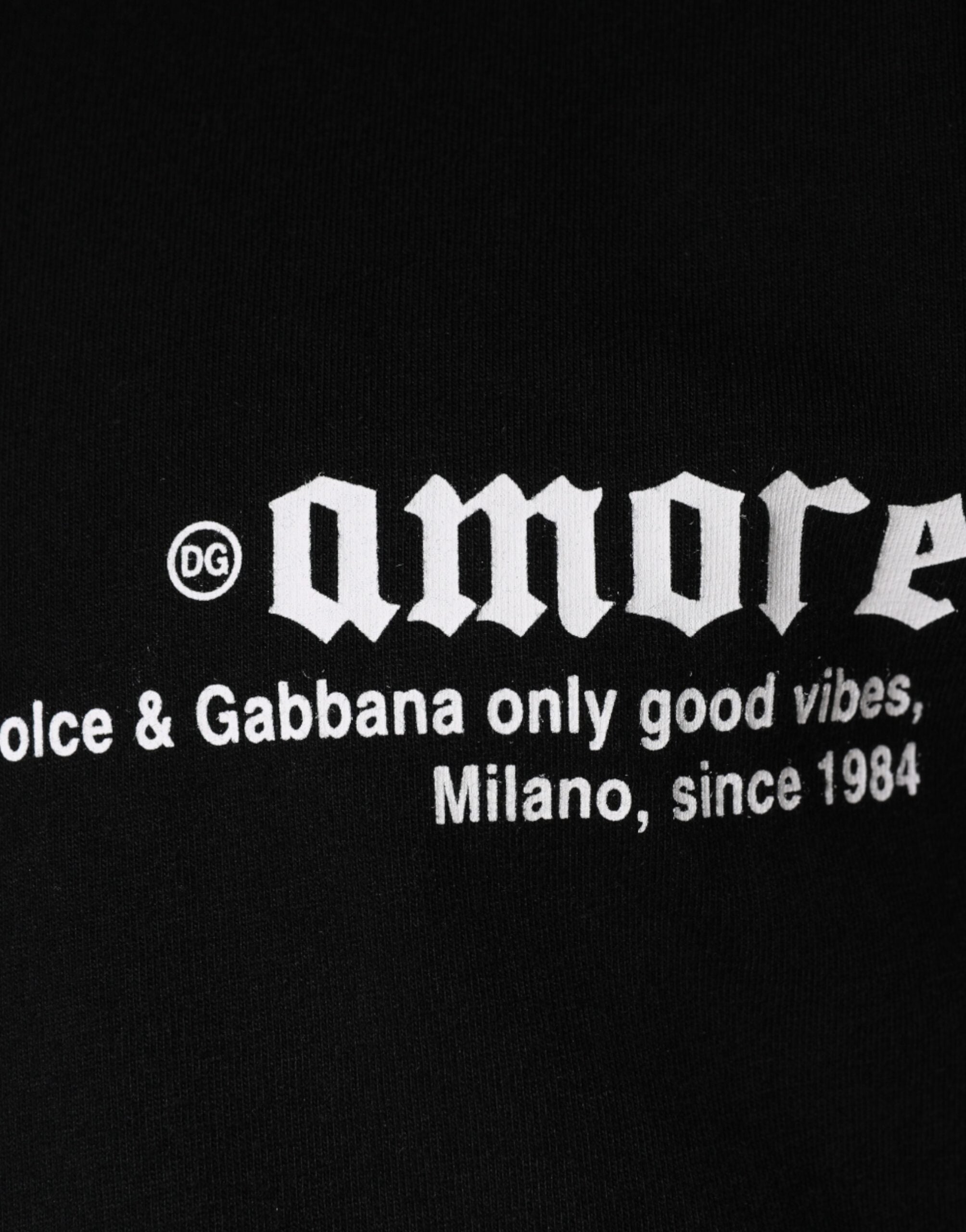 Памучна тениска с кръгло деколте с принт на Dolce & Gabbana Black Amore
