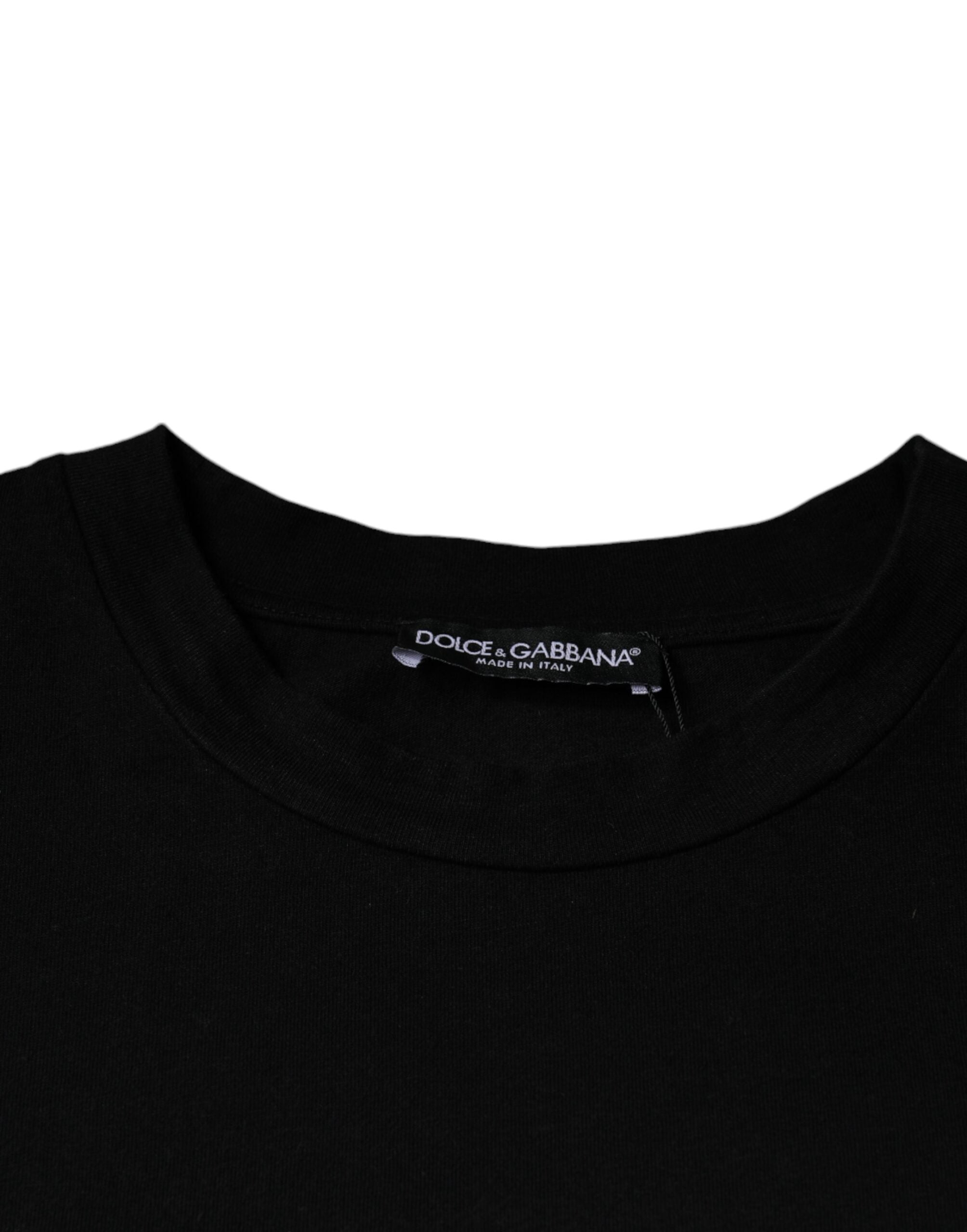 Памучна тениска с кръгло деколте с принт на Dolce & Gabbana Black Amore