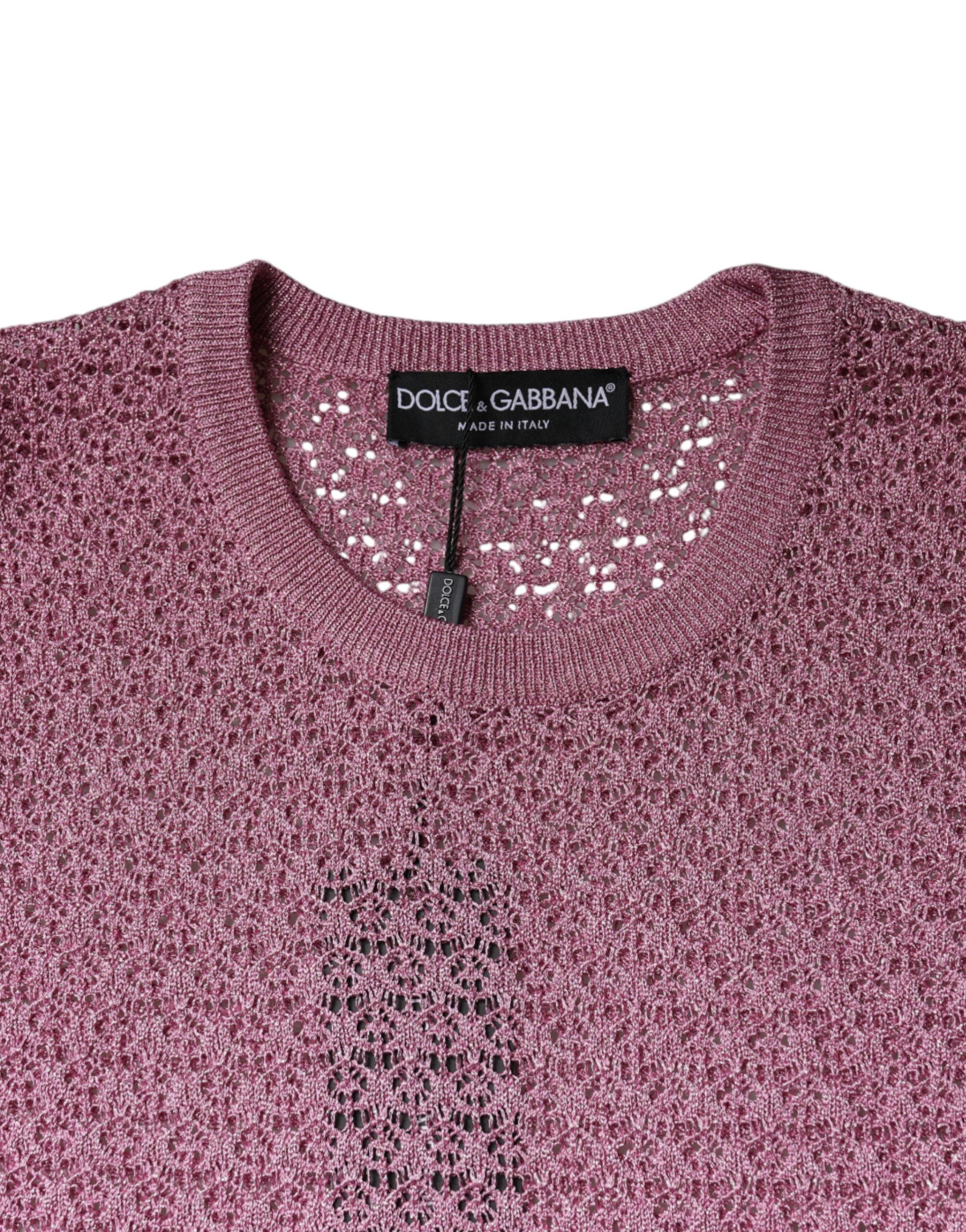 Dolce & Gabbana Pink Mesh See Through Потник без ръкави