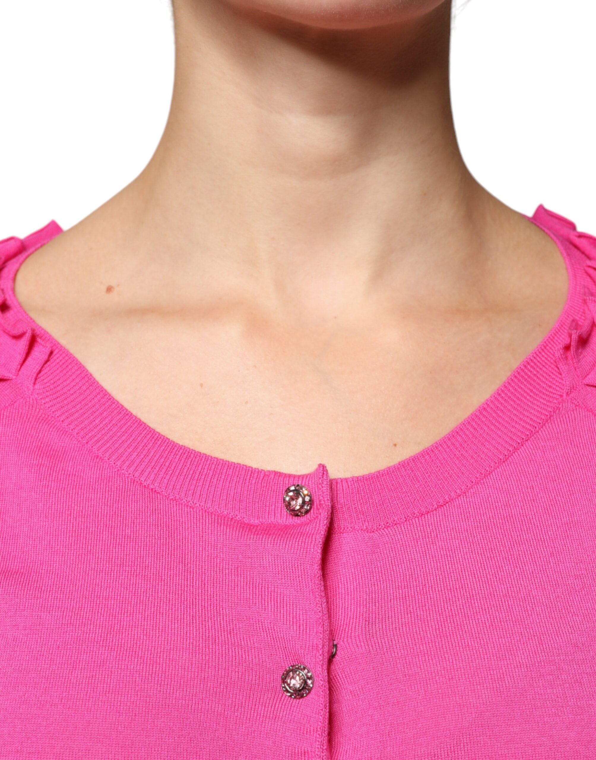 Розов вълнен пуловер с копчета на Dolce & Gabbana