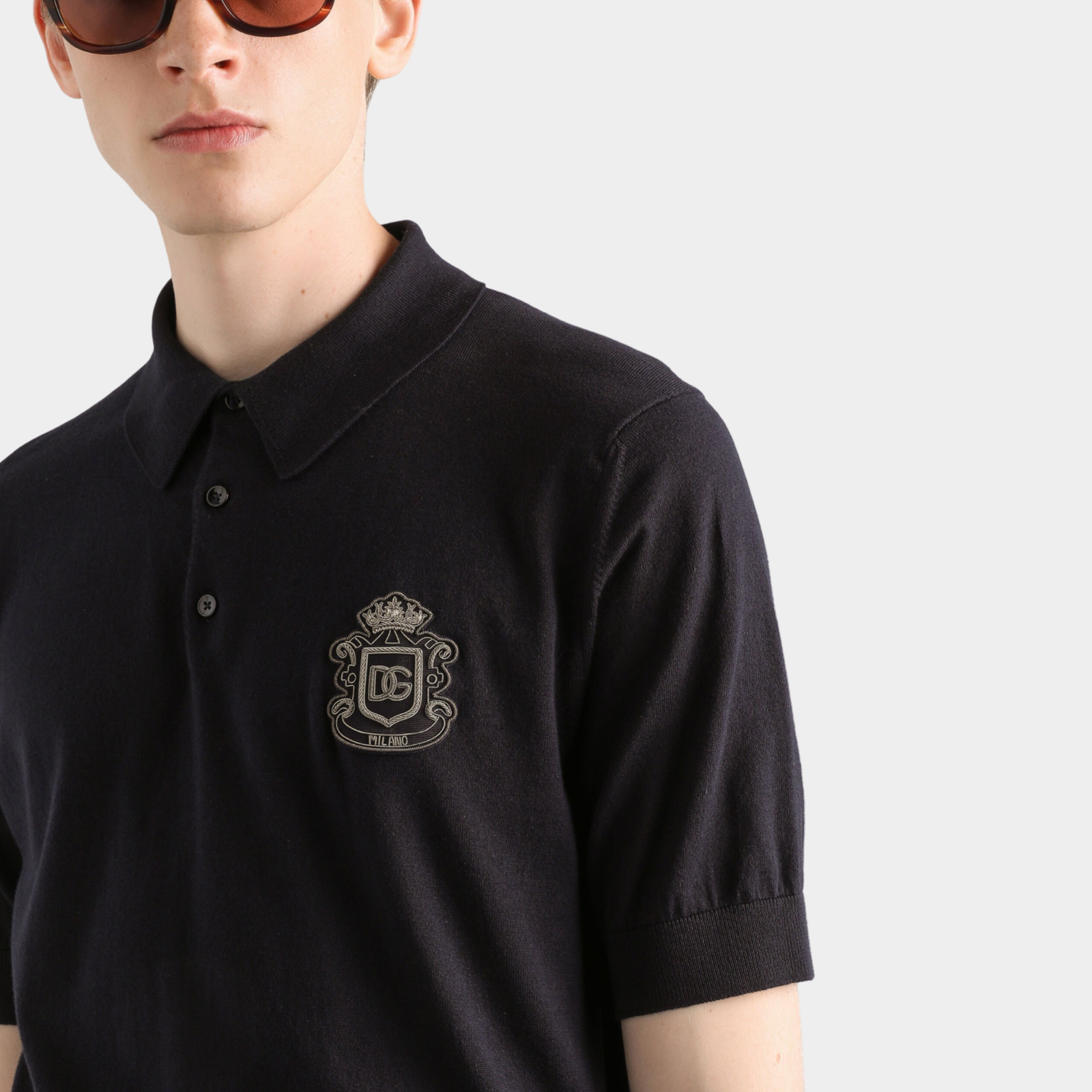 Dolce & Gabbana Black Cotton Polo Shirt GXZ02ZJBCIUN0000 Close-Up