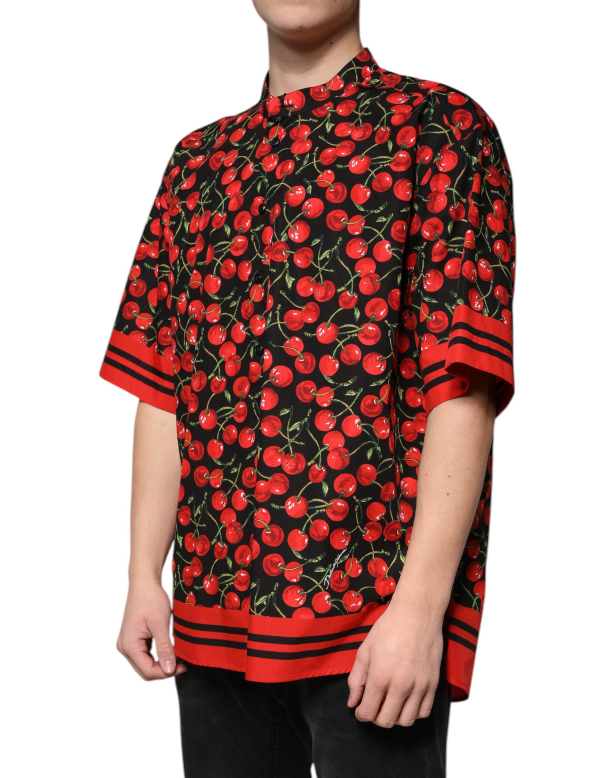 Ежедневна риза Dolce & Gabbana с памучни копчета и черна череша