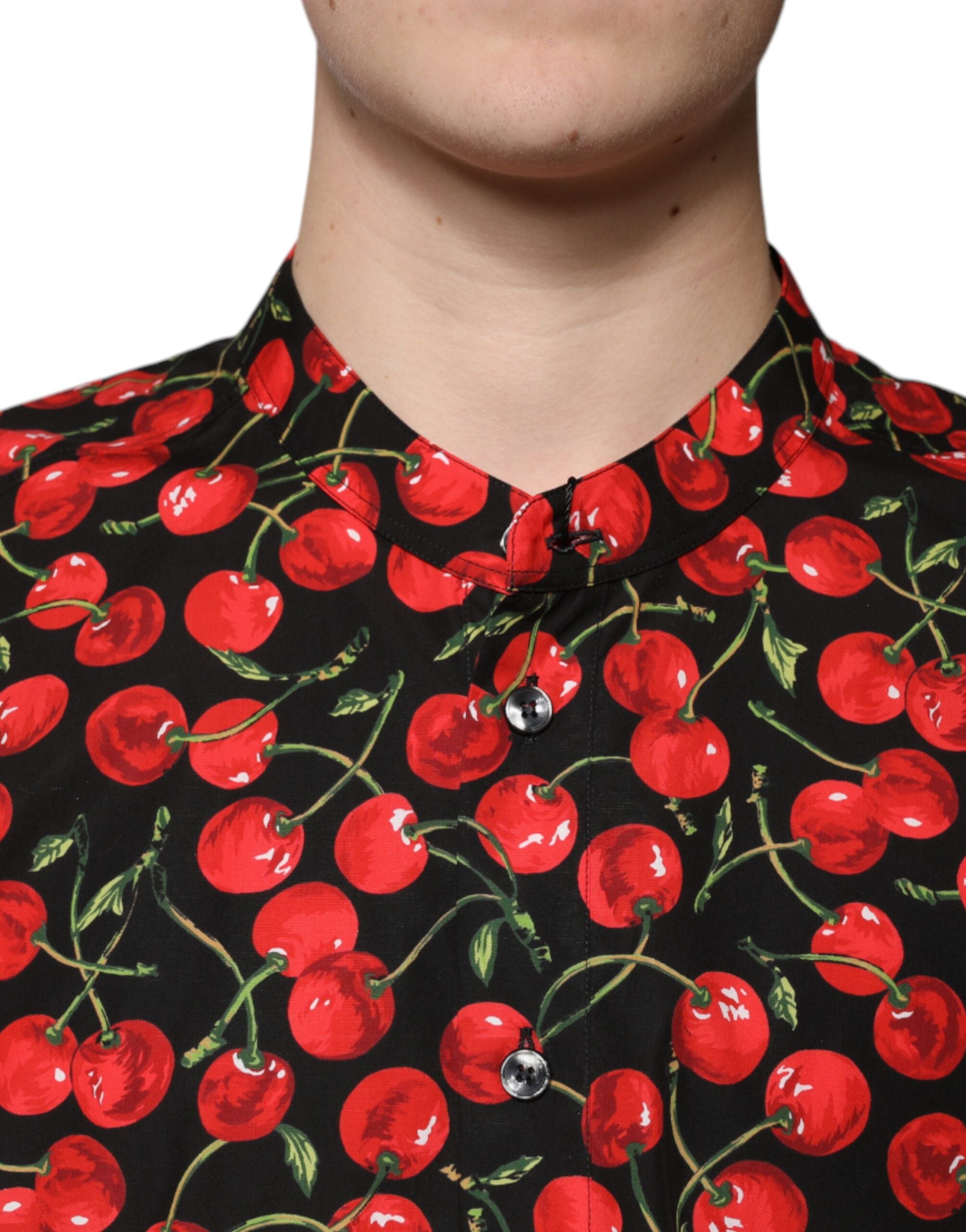 Ежедневна риза Dolce & Gabbana с памучни копчета и черна череша