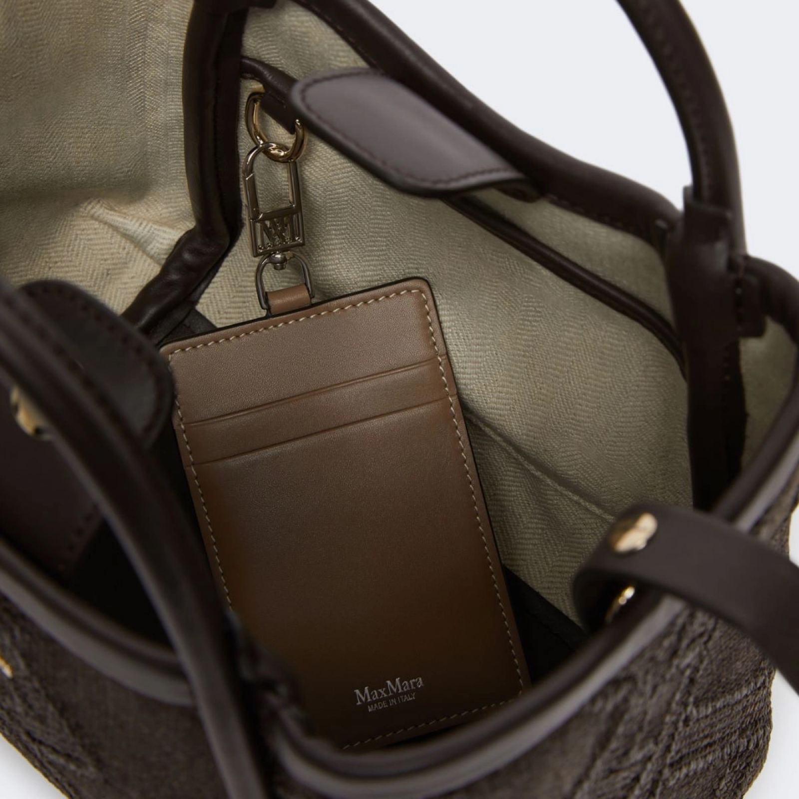 Max Mara Marine Raffia Effect Handbag 4511062600002 Inside View